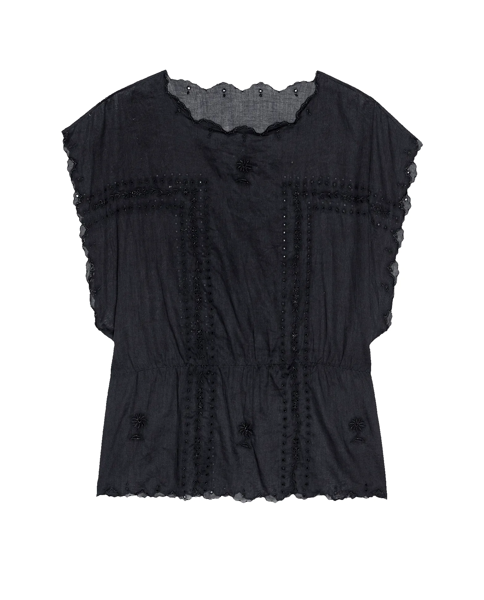 The Scalloped Eyelet Tunic. -- Black sold by THE GREAT. product image thumbnail 5