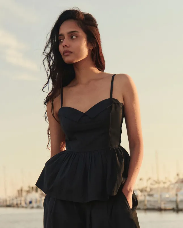 The Textured Verse Top. -- Black made by THE GREAT.