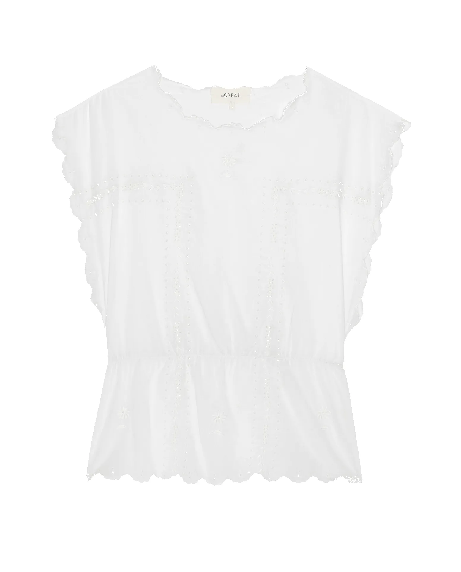 The Scalloped Eyelet Tunic. -- White sold by THE GREAT. product image thumbnail 5