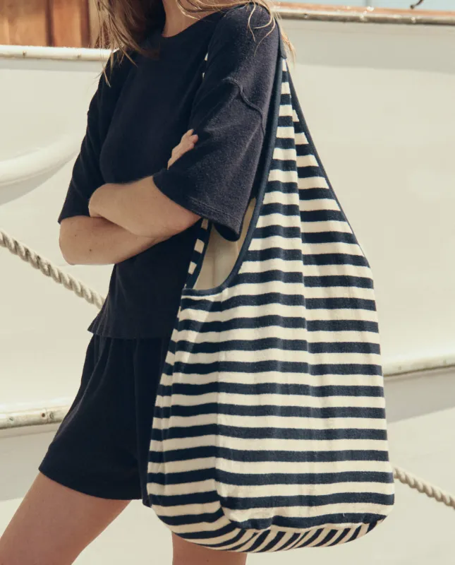 The Micro Terry Tote. -- Navy Shoreside Stripe made by THE GREAT.