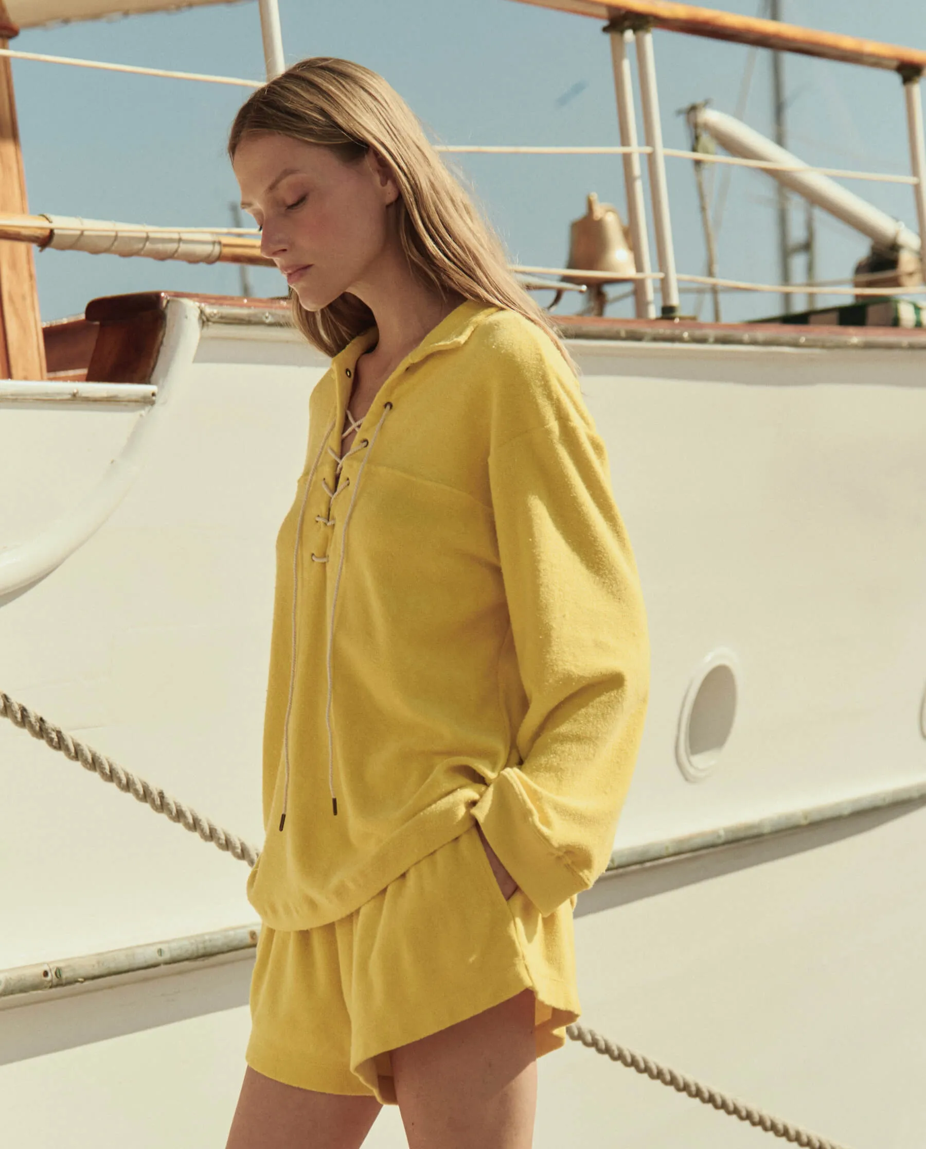 The Micro Terry Lace Up Tunic. -- Margarita sold by THE GREAT. product image thumbnail 3