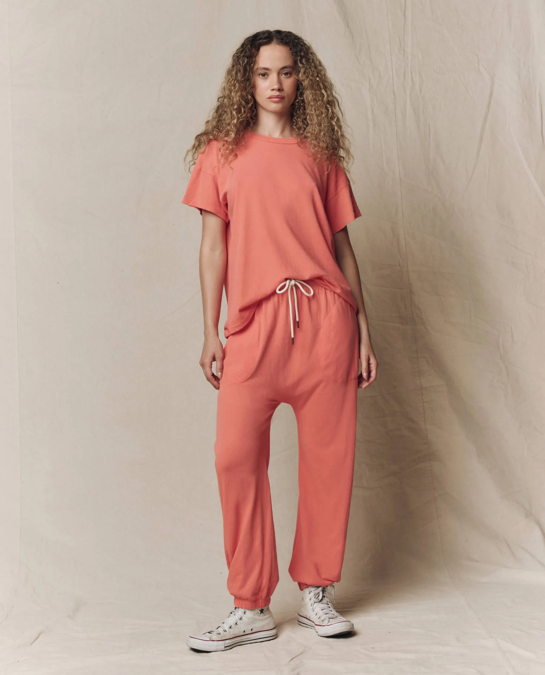 The Jersey Jogger Pant. -- Guava sold by THE GREAT.