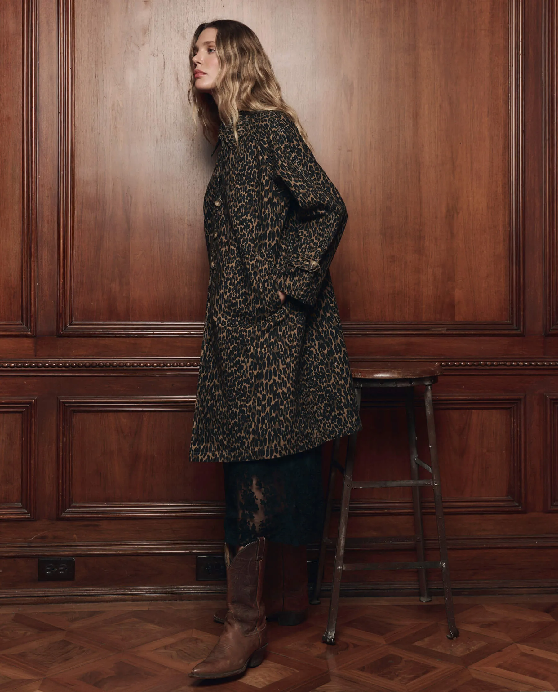 The Trench Coat. -- Dark Leopard sold by THE GREAT. product image thumbnail 4