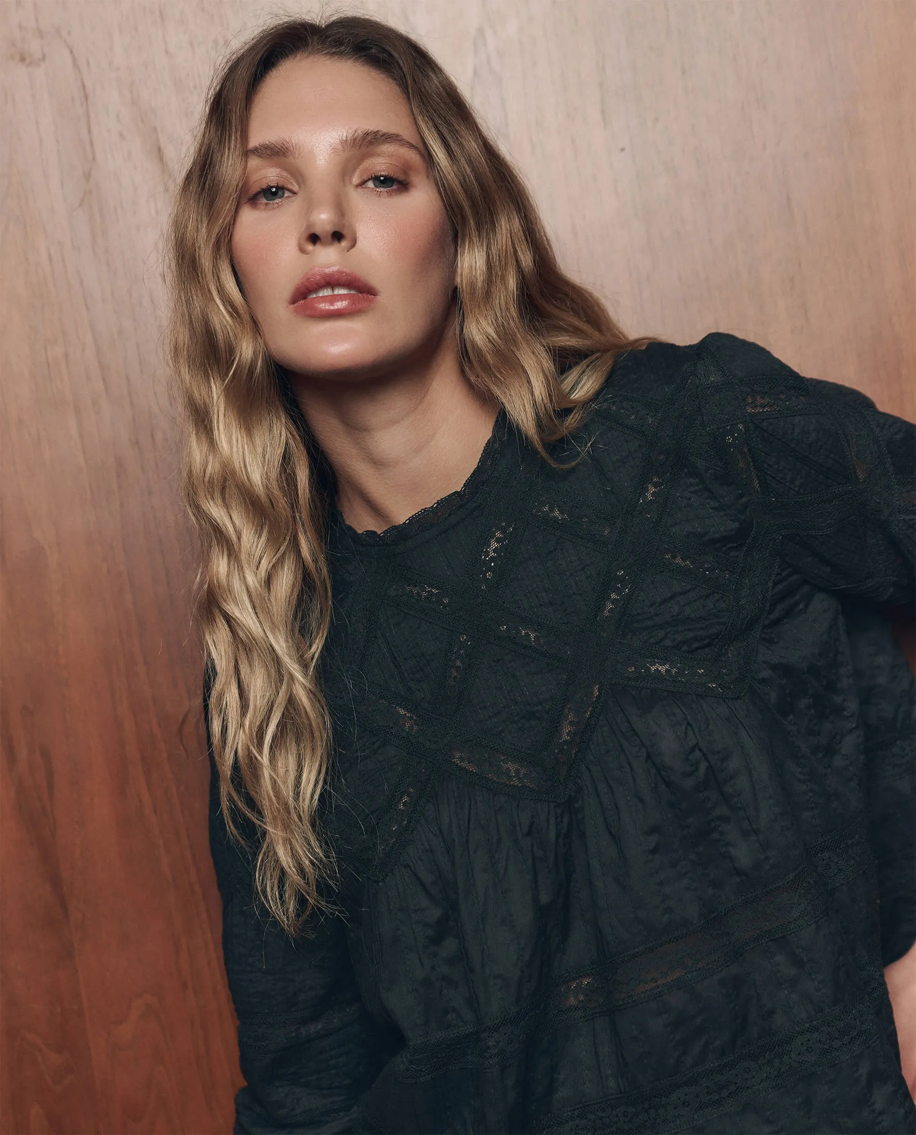 The Lattice Lace Victorian Top. -- Black sold by THE GREAT. product image thumbnail 2