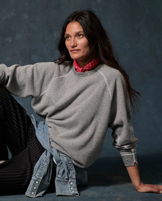 The Fleece College Sweatshirt. Solid -- Dark Heather Grey made by THE GREAT.