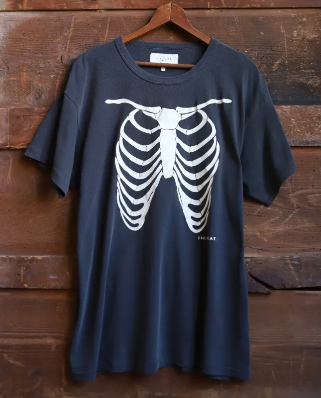 The Men's Boxy Crew w/ Skeleton Graphic. -- Washed Black made by THE GREAT.