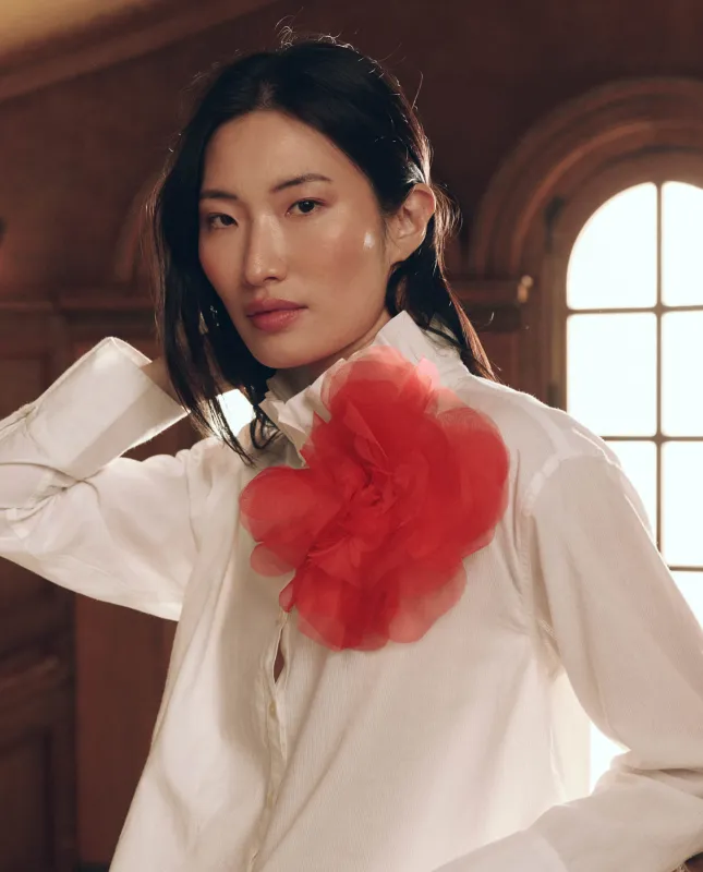 The Organza Flower Brooch. -- Hot Red made by THE GREAT.