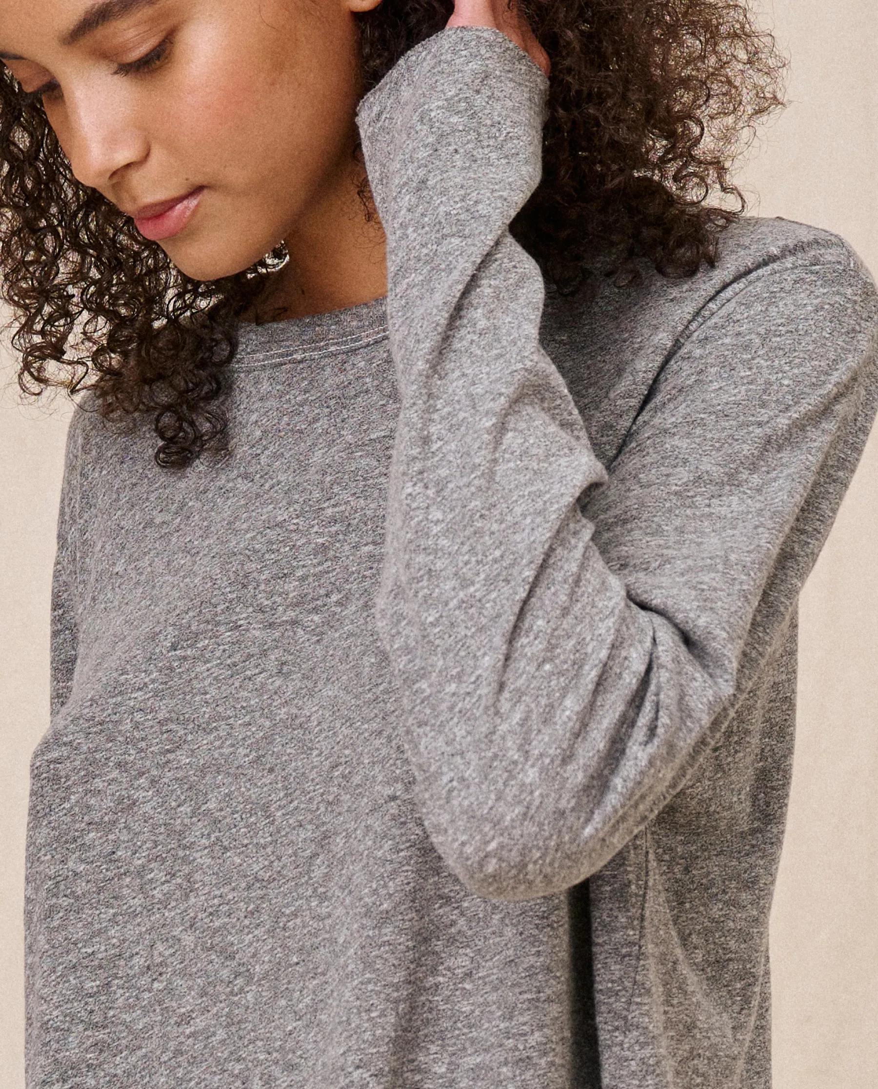 The Long Sleeve Crop Tee. -- Heather Grey sold by THE GREAT. product image thumbnail 2