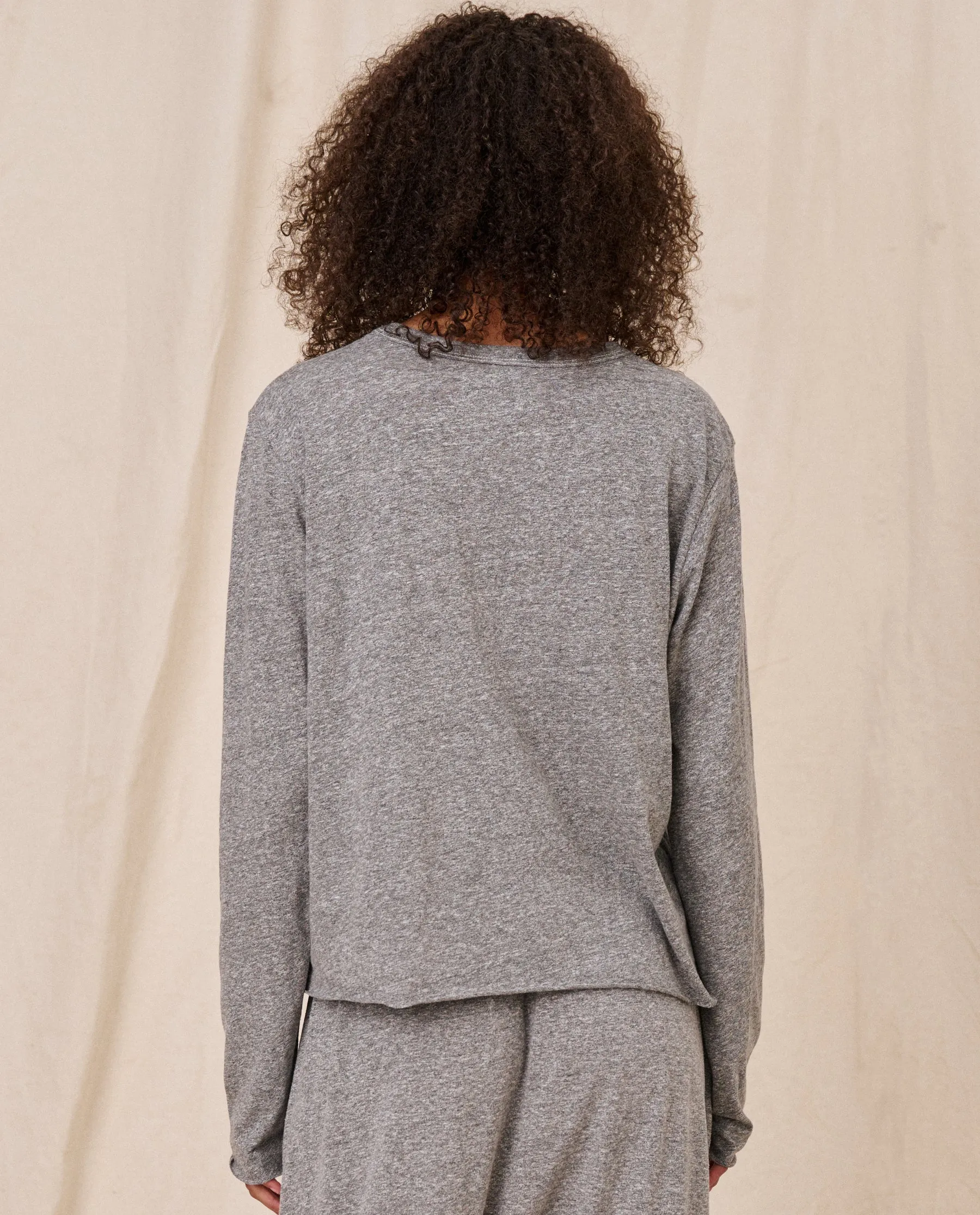 The Long Sleeve Crop Tee. -- Heather Grey sold by THE GREAT. product image thumbnail 4