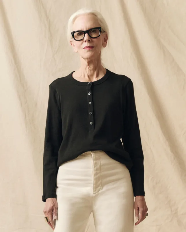 The Recycled Rib Slim Henley. -- Night sold by THE GREAT.