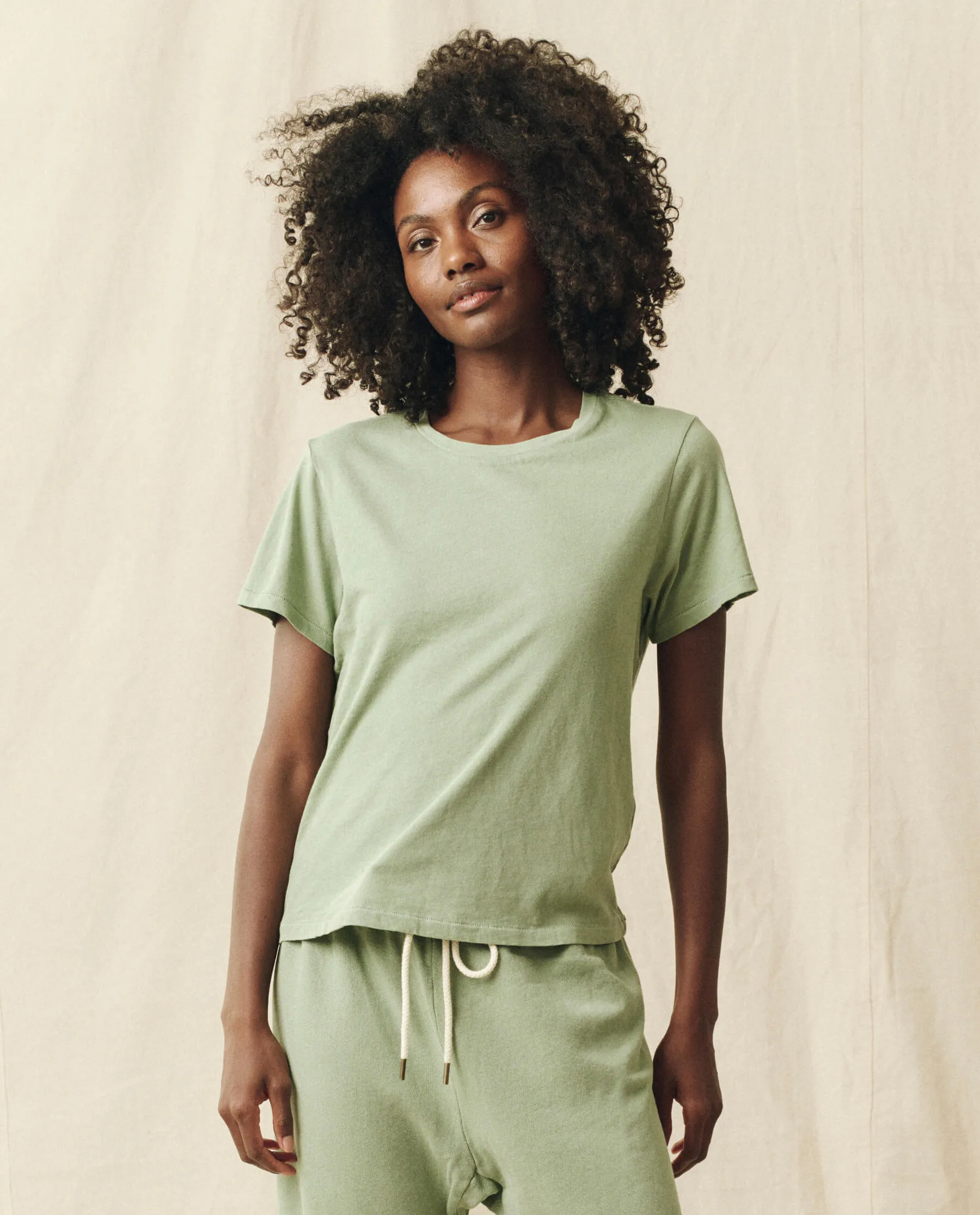 The Little Tee. Solid -- Pistachio sold by THE GREAT.