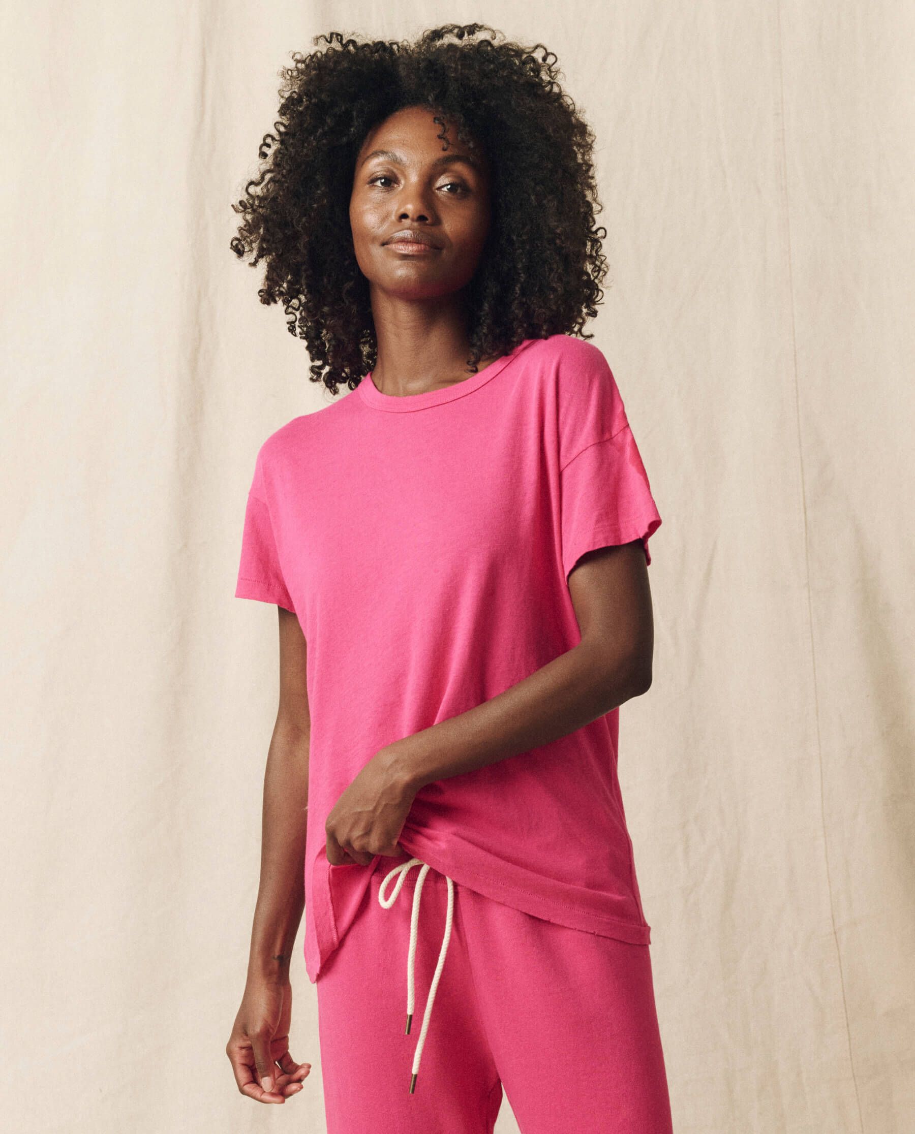 The Boxy Crew. Solid -- Fuchsia sold by THE GREAT.