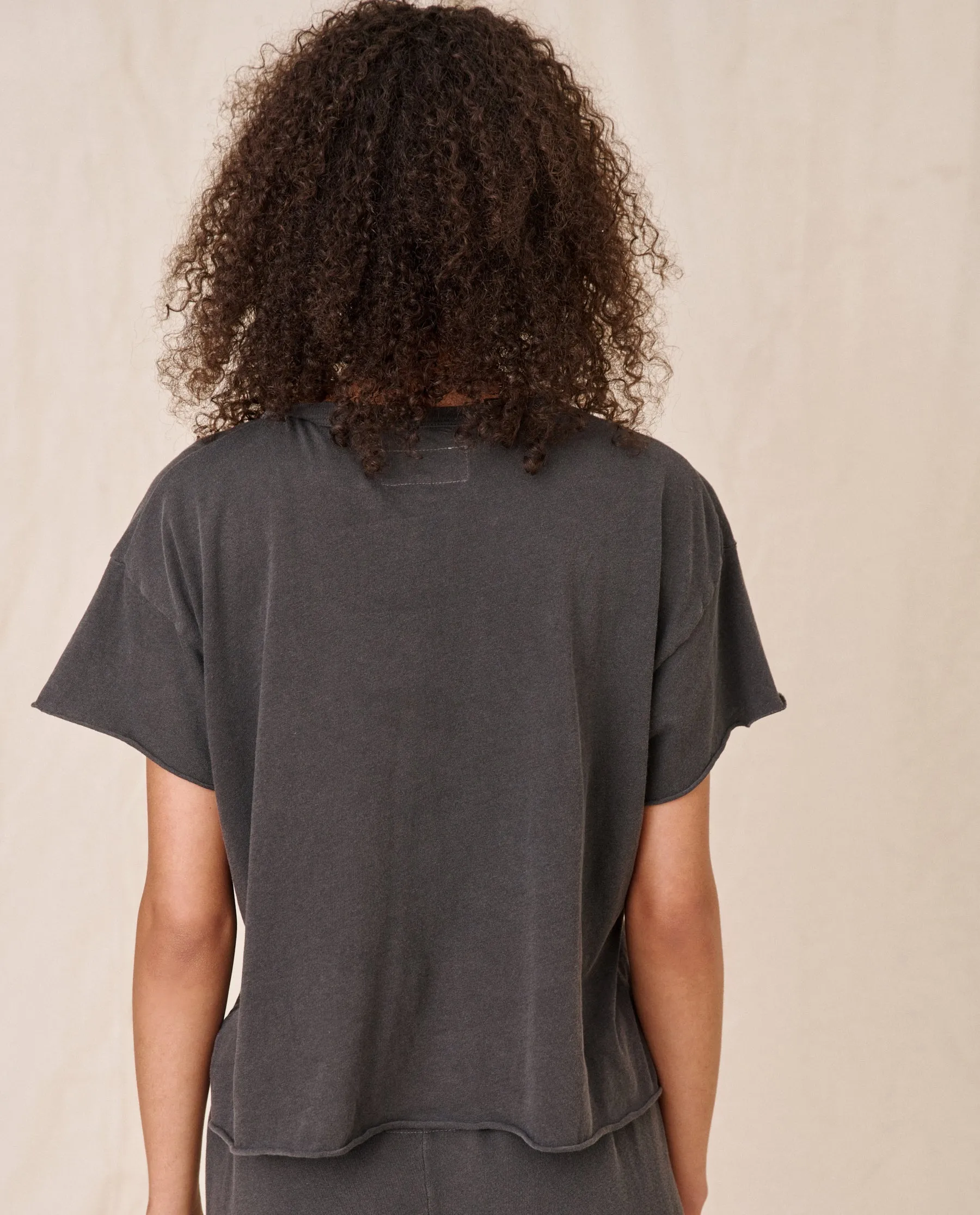 The Crop Tee. Solid -- Washed Black sold by THE GREAT. product image thumbnail 2