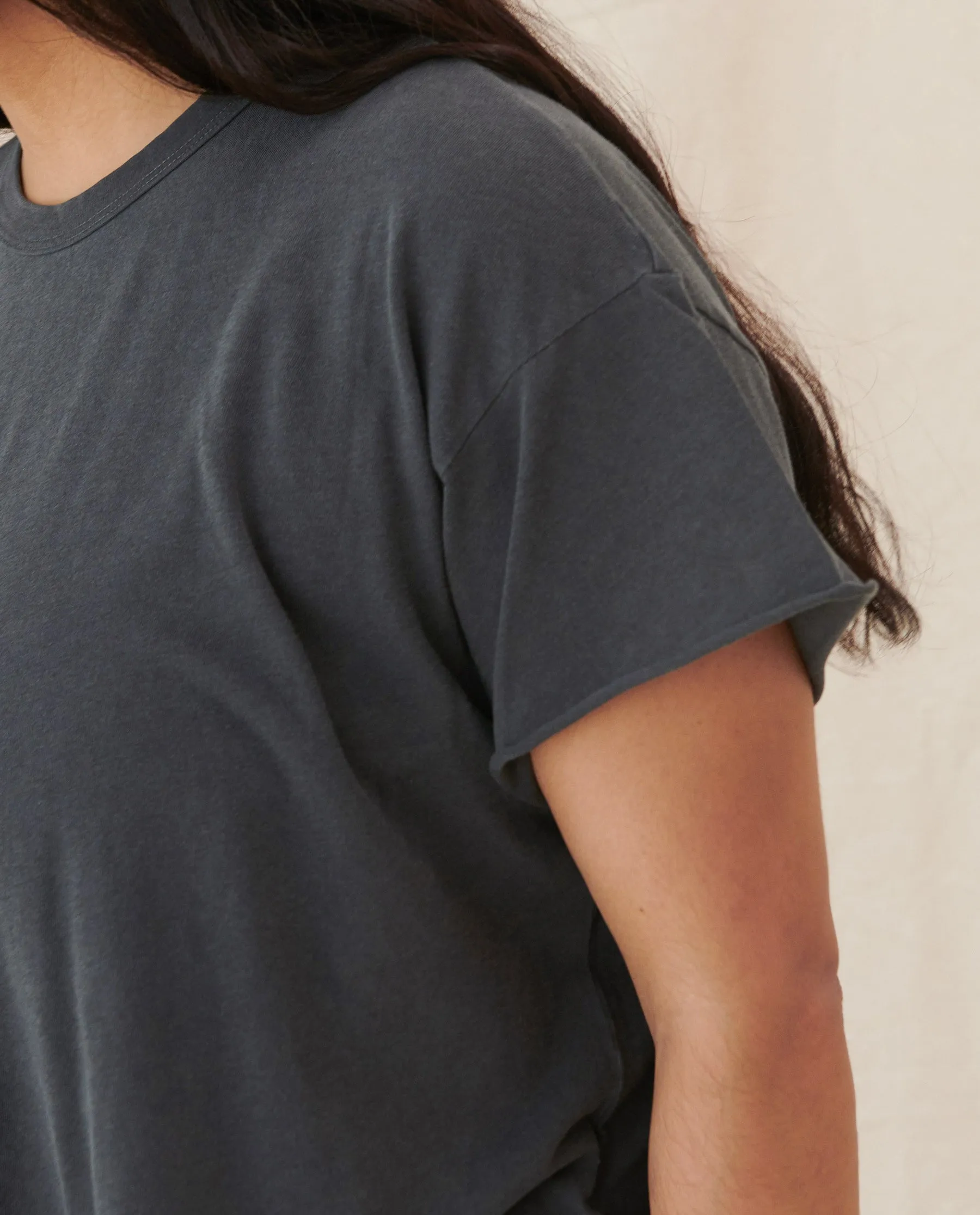 The Crop Tee. Solid -- Washed Black sold by THE GREAT. product image thumbnail 5