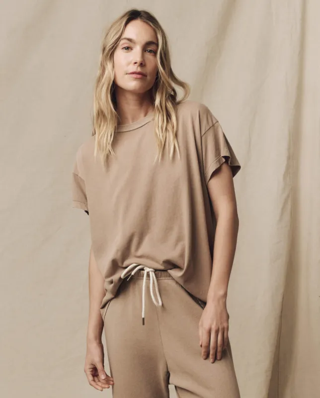 The Boxy Crew. Solid -- Khaki sold by THE GREAT.