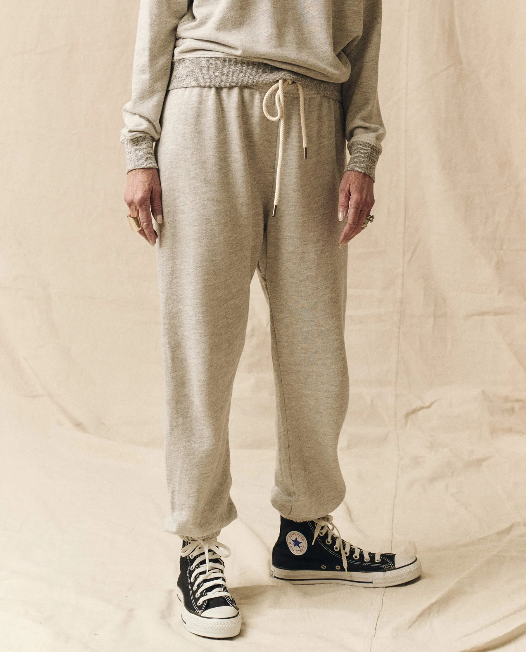 The Stadium Sweatpant. Solid -- Soft Heather Grey sold by THE GREAT.