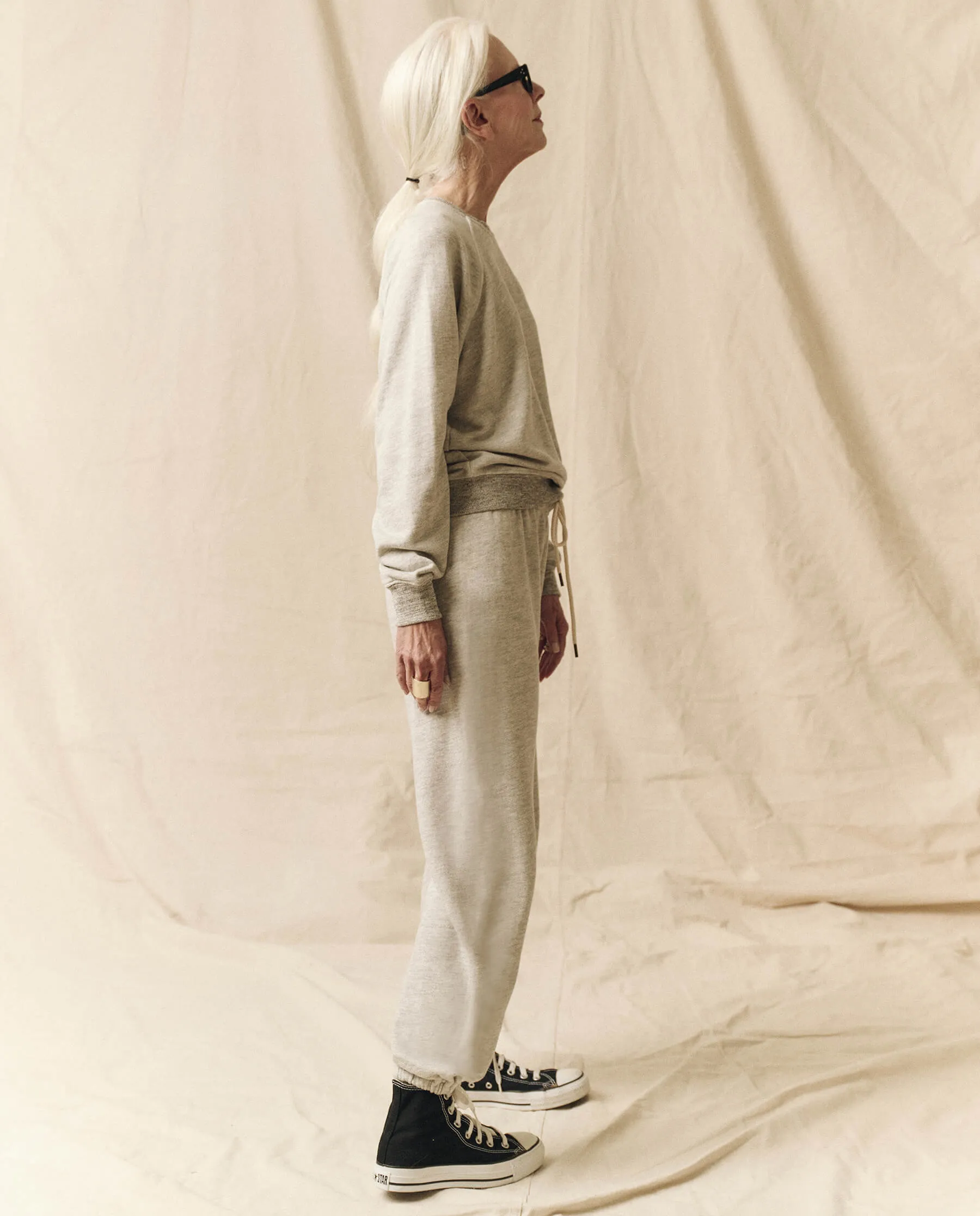 The Stadium Sweatpant. Solid -- Soft Heather Grey sold by THE GREAT. product image thumbnail 5