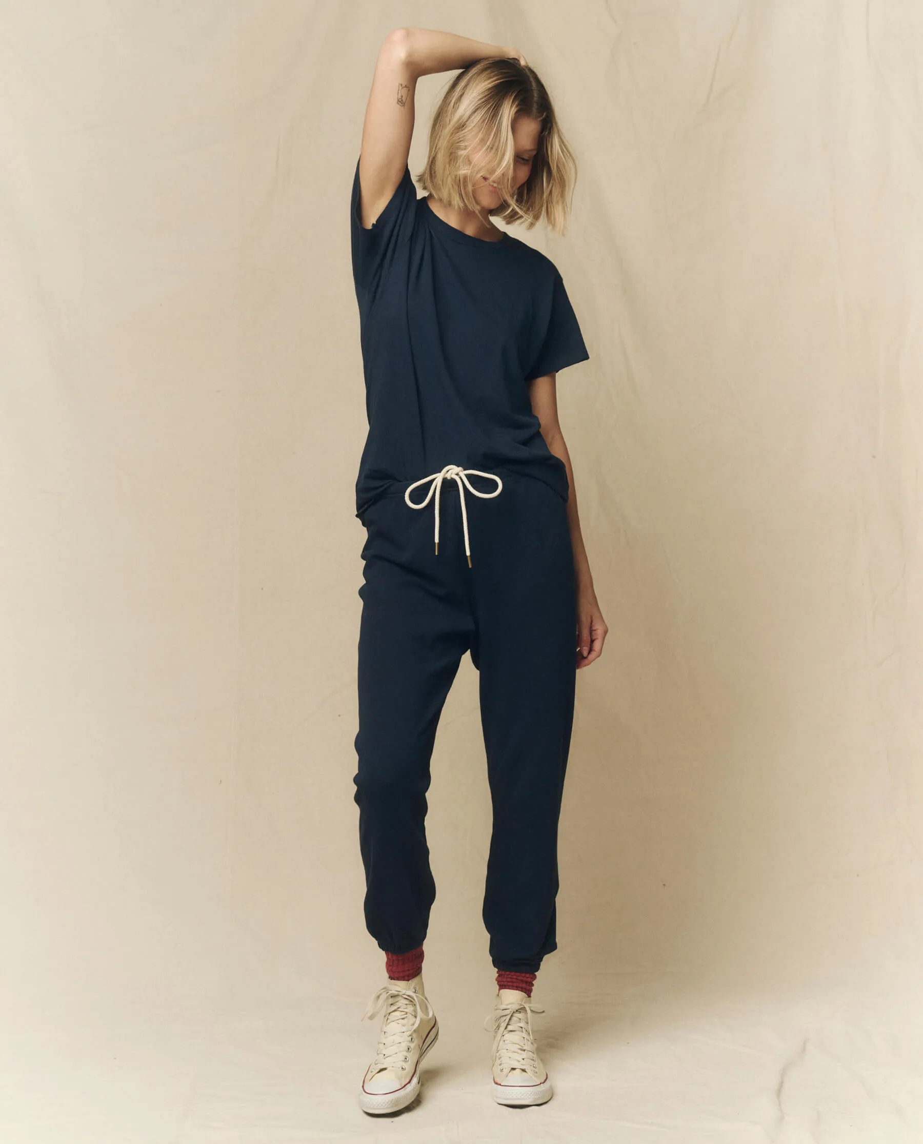 The Slim Tee. Solid -- True Navy sold by THE GREAT. product image thumbnail 3