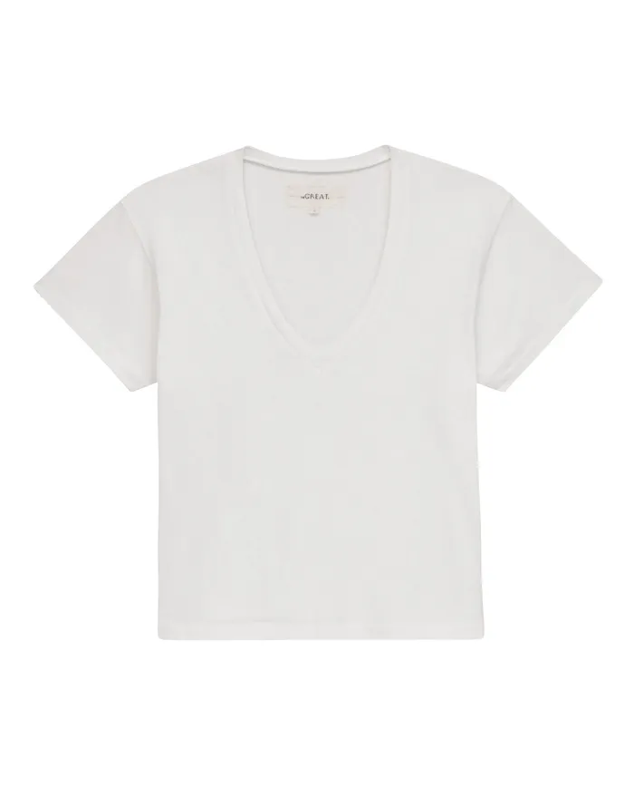 The V-Neck Tee. -- True White sold by THE GREAT. product image thumbnail 5