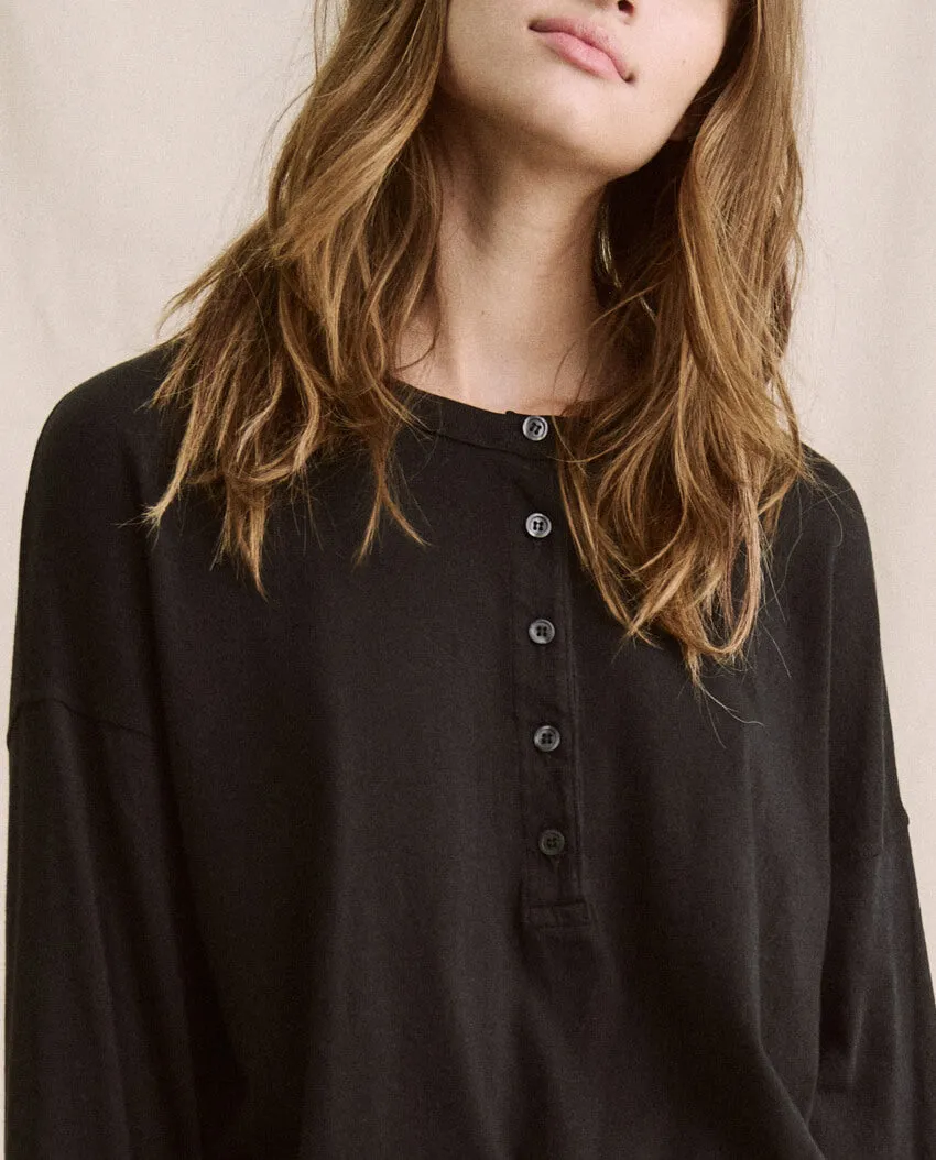 The Shrunken Henley. -- Almost Black sold by THE GREAT.