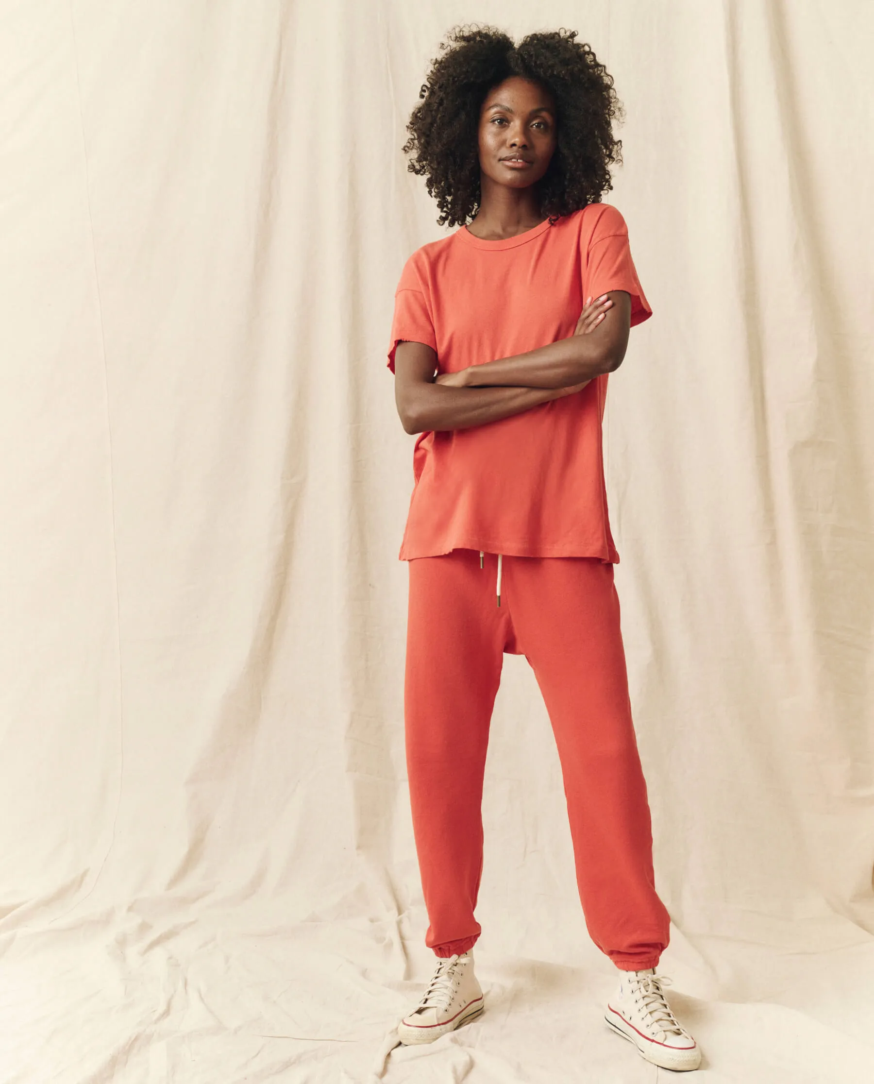 The Stadium Sweatpant. Solid -- Heirloom Tomato sold by THE GREAT. product image thumbnail 4