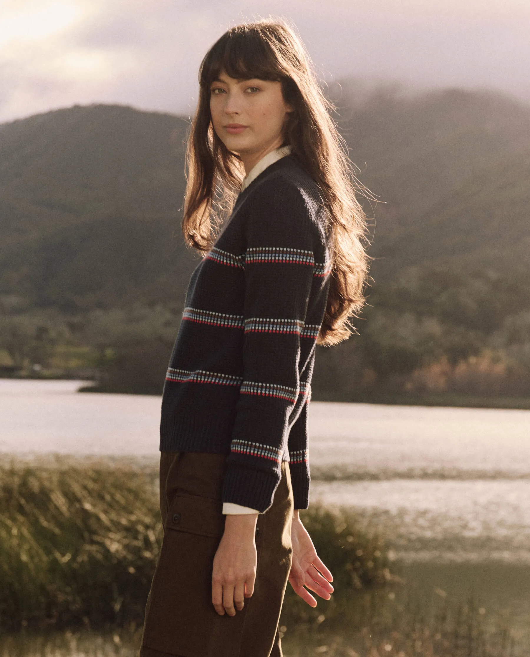 The Shrunken Pullover. -- Navy Ribbon Stripe sold by THE GREAT. product image thumbnail 3