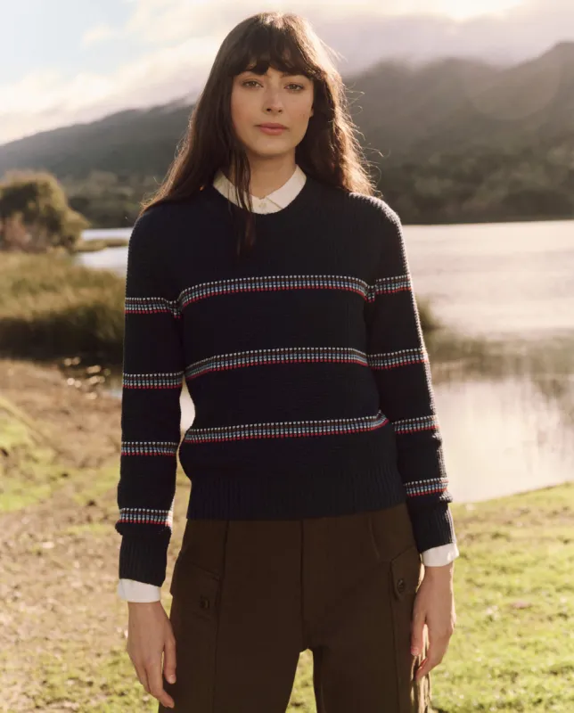 The Shrunken Pullover. -- Navy Ribbon Stripe sold by THE GREAT.