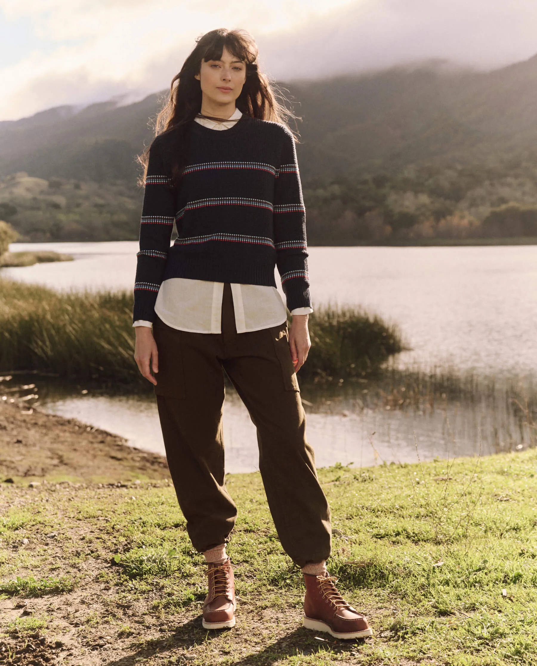 The Shrunken Pullover. -- Navy Ribbon Stripe sold by THE GREAT. product image thumbnail 4