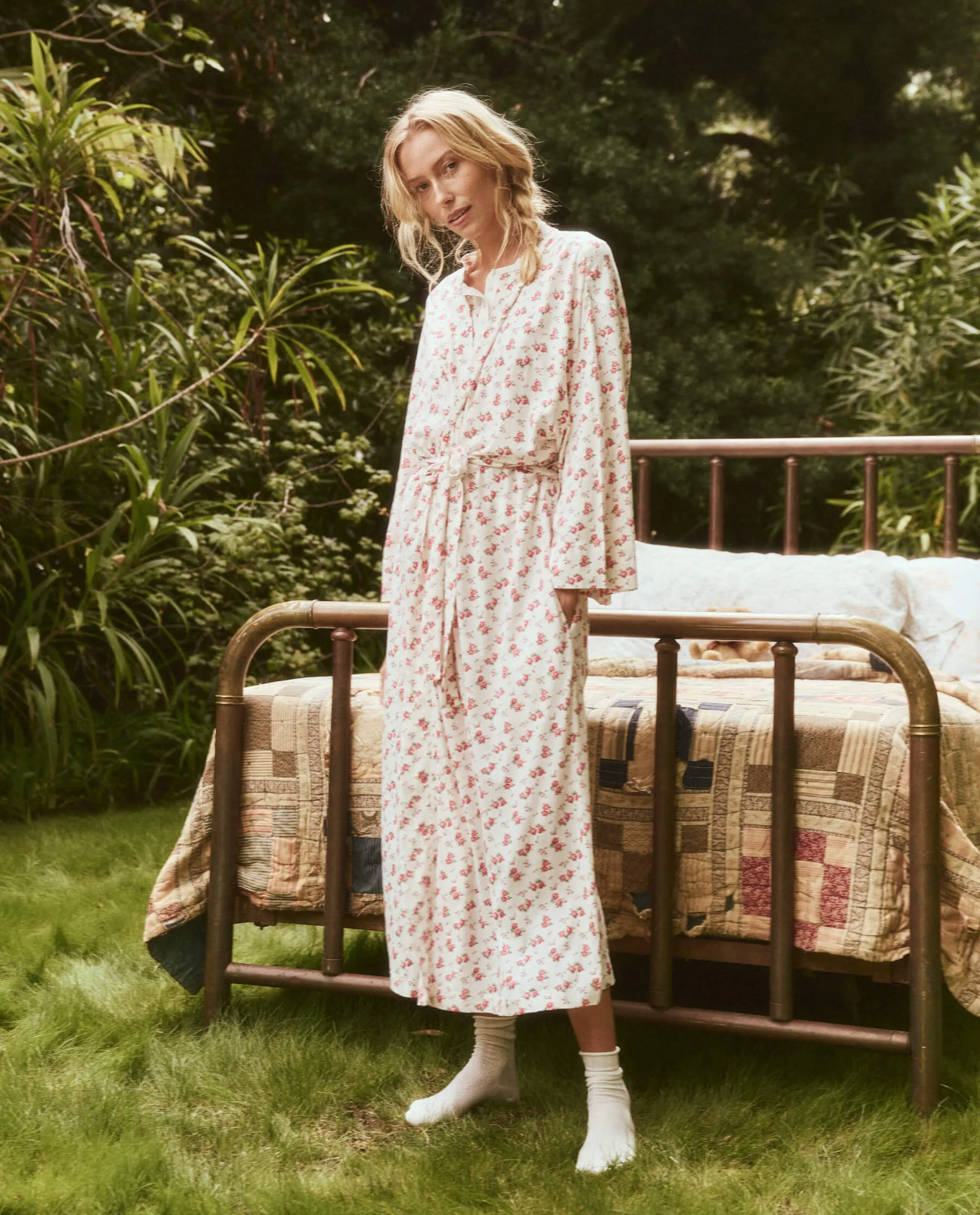 The Jersey Sleep Robe. -- Teatime Rose Print sold by THE GREAT. product image thumbnail 5