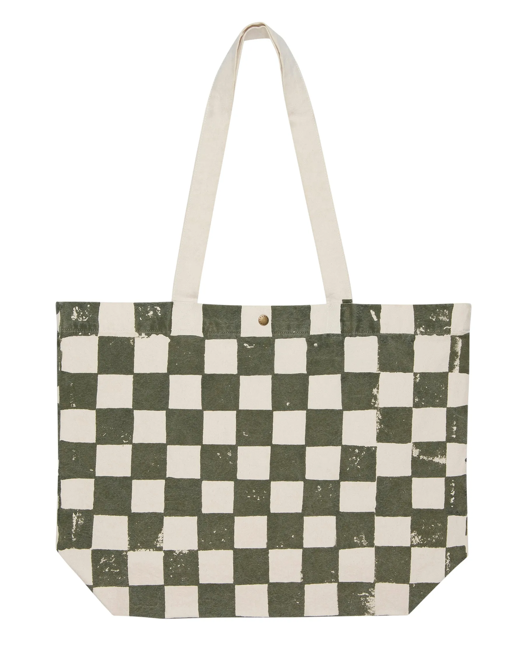 The Beach Tote. -- Cream with Army Check Stamp sold by THE GREAT. product image thumbnail 5