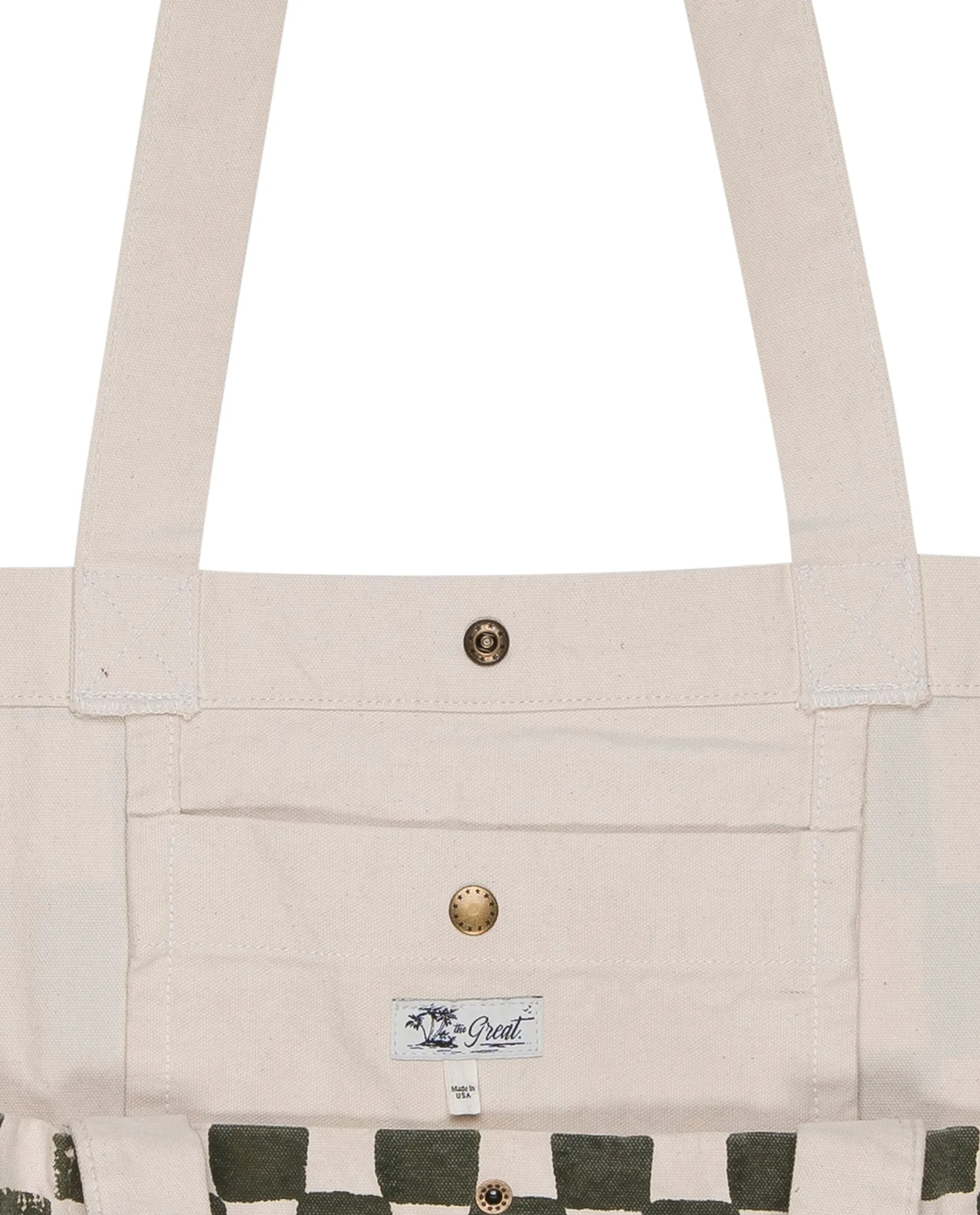 The Beach Tote. -- Cream with Army Check Stamp sold by THE GREAT. product image thumbnail 3