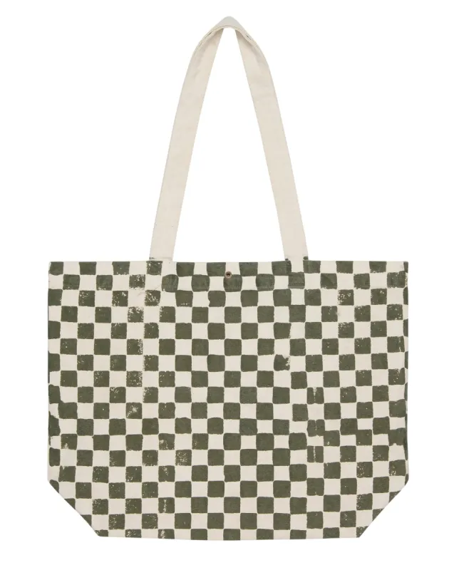 The Beach Tote. -- Cream with Army Check Stamp sold by THE GREAT.
