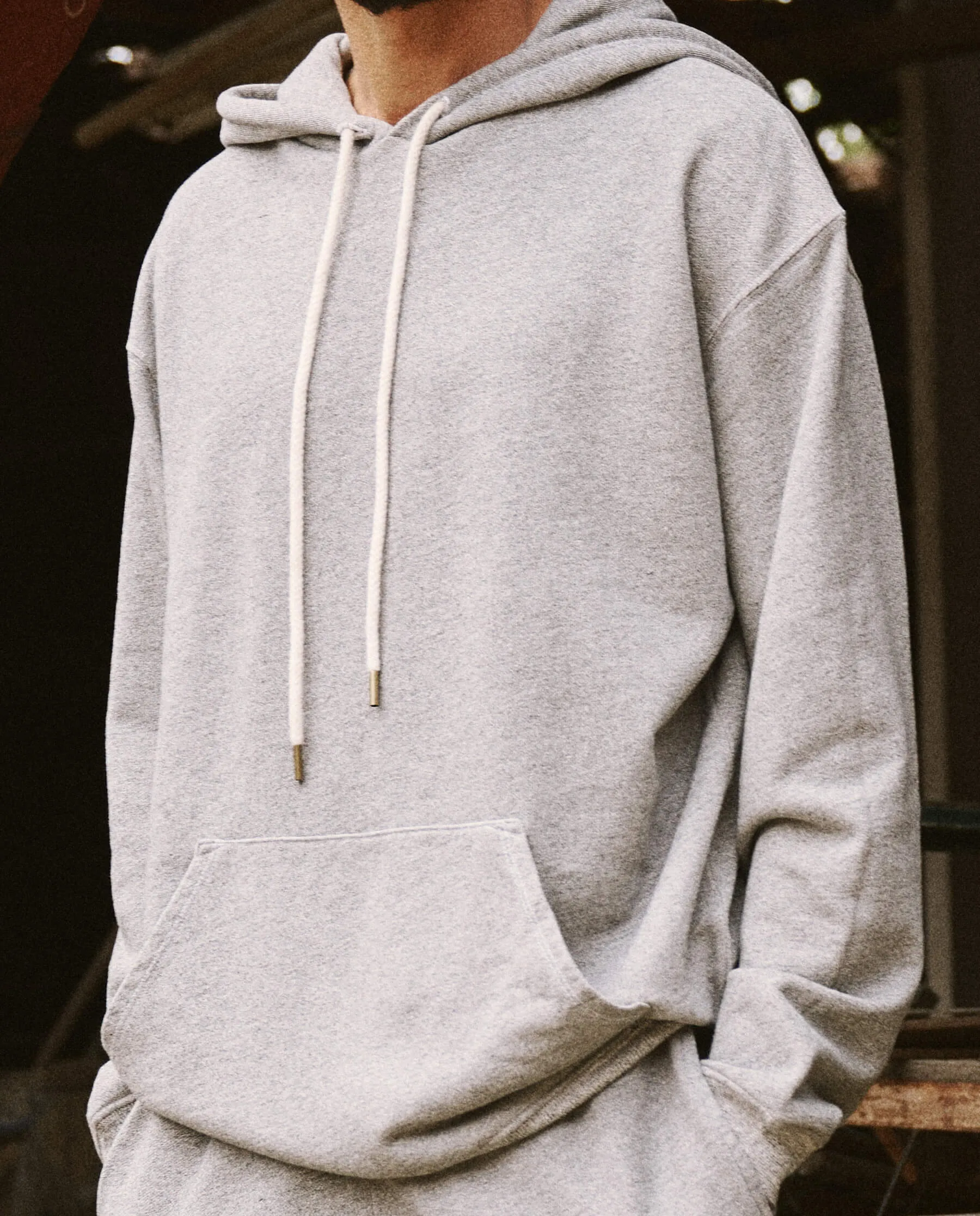 The Men's Gym Drawstring Hoodie. -- Varsity Grey sold by THE GREAT.