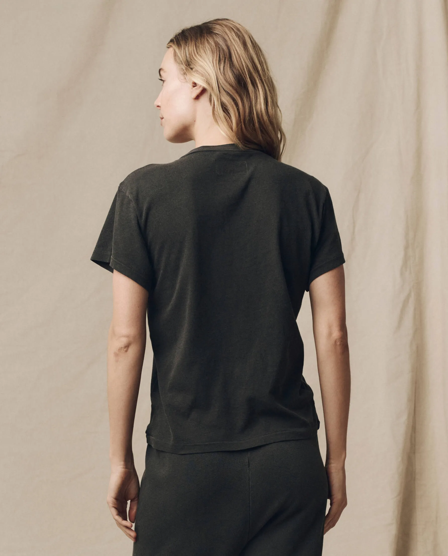 The Slim U-Neck Tee. Solid -- Washed Black sold by THE GREAT. product image thumbnail 2