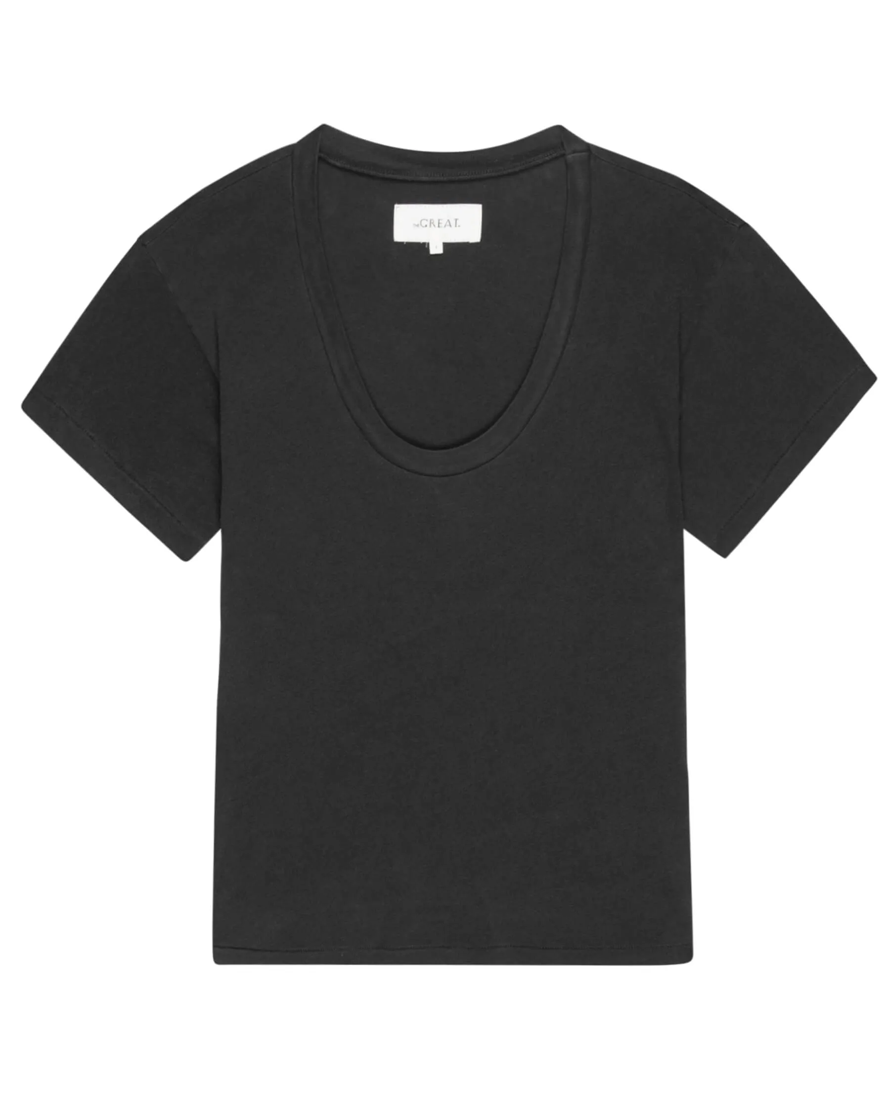The Slim U-Neck Tee. Solid -- Washed Black sold by THE GREAT. product image thumbnail 5