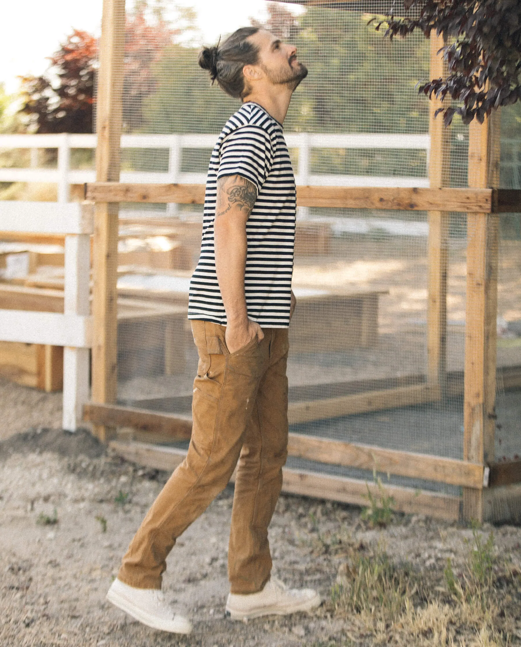 The Men's Boxy Crew. -- Black and Cream Stripe sold by THE GREAT. product image thumbnail 2