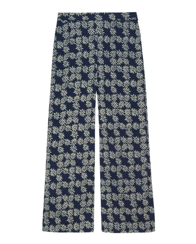 The Dance Pant. -- Navy Scattered Daisy sold by THE GREAT.
