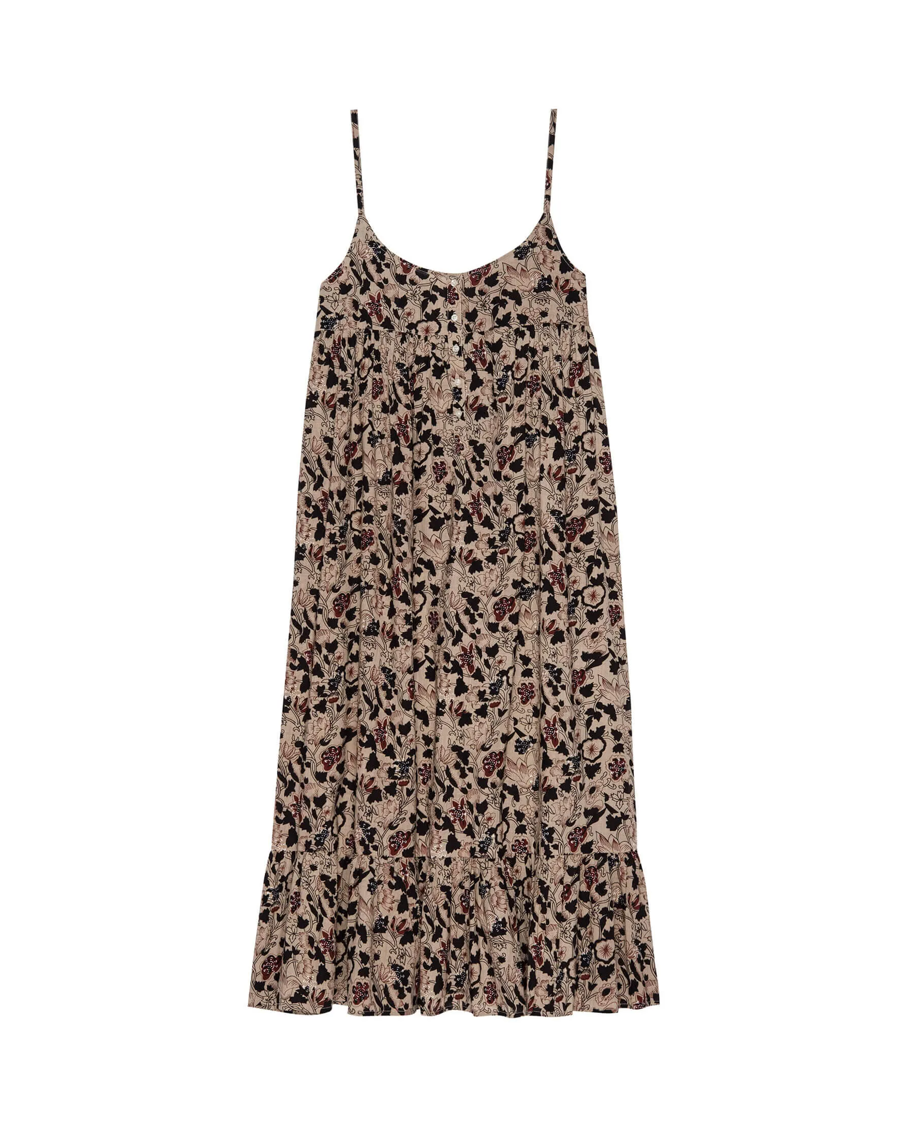 The Ruffle Tank Night Dress. -- Canyon Floral sold by THE GREAT.