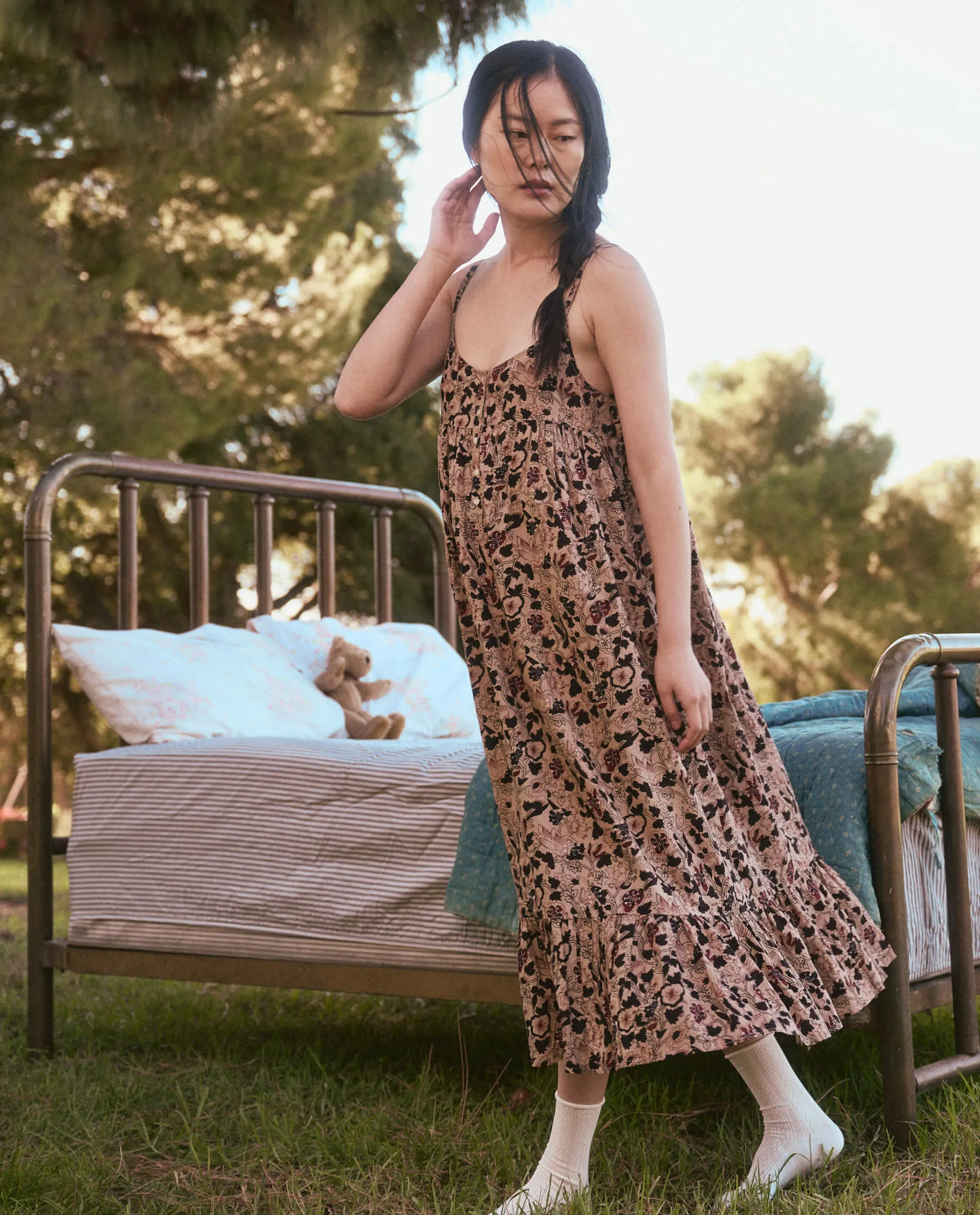 The Ruffle Tank Night Dress. -- Canyon Floral sold by THE GREAT. product image thumbnail 5