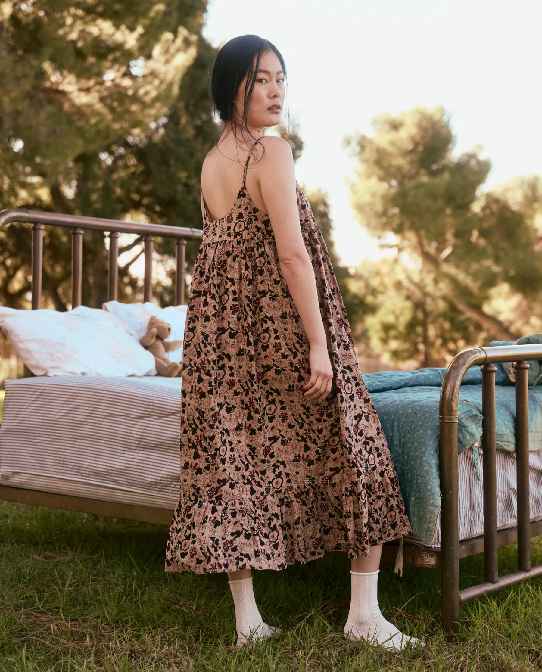 The Ruffle Tank Night Dress. -- Canyon Floral sold by THE GREAT. product image thumbnail 3