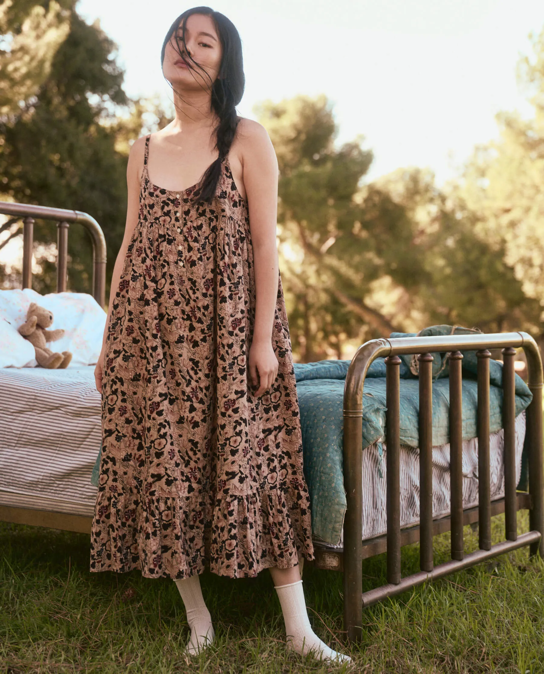 The Ruffle Tank Night Dress. -- Canyon Floral sold by THE GREAT. product image thumbnail 4