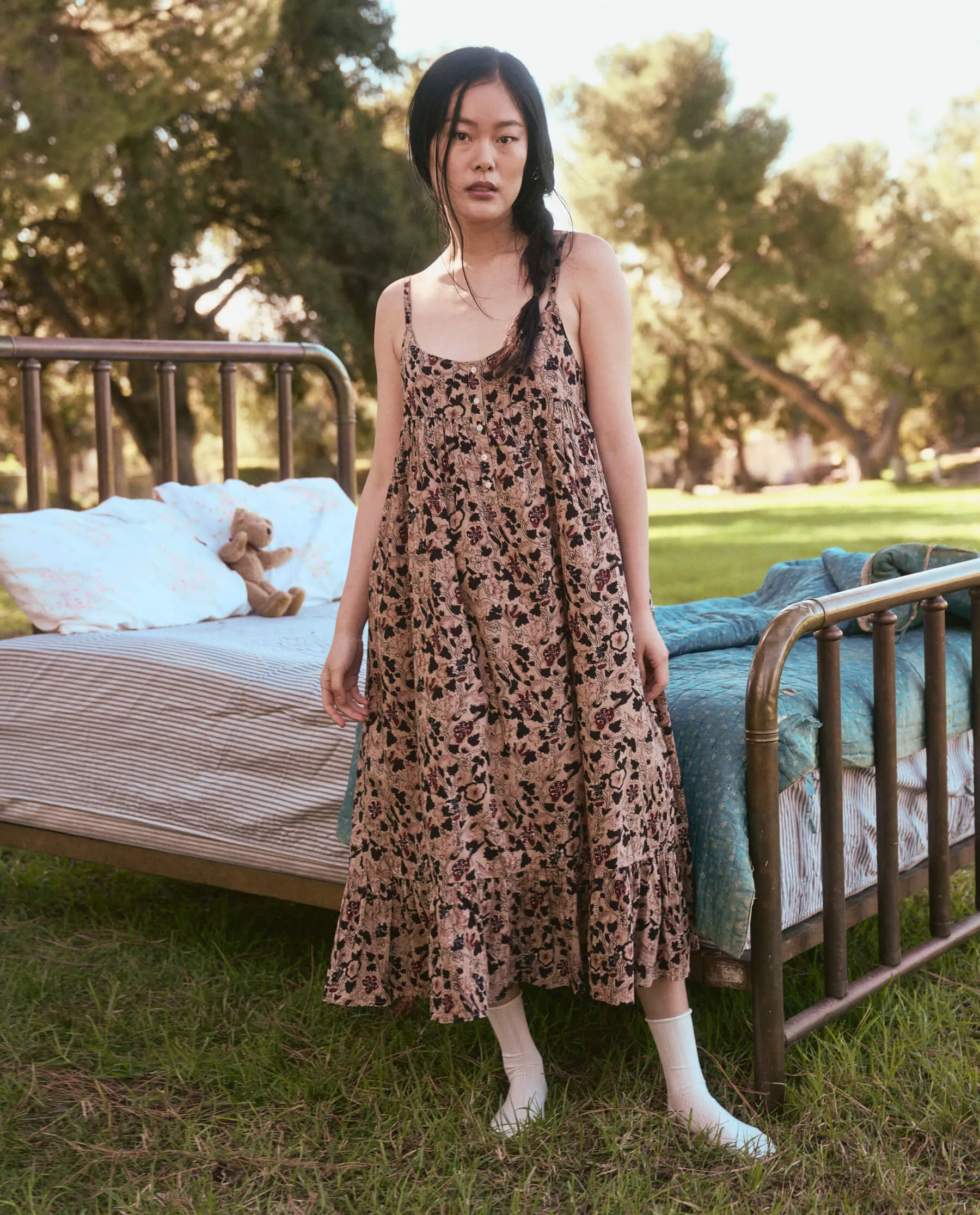 The Ruffle Tank Night Dress. -- Canyon Floral sold by THE GREAT. product image thumbnail 2