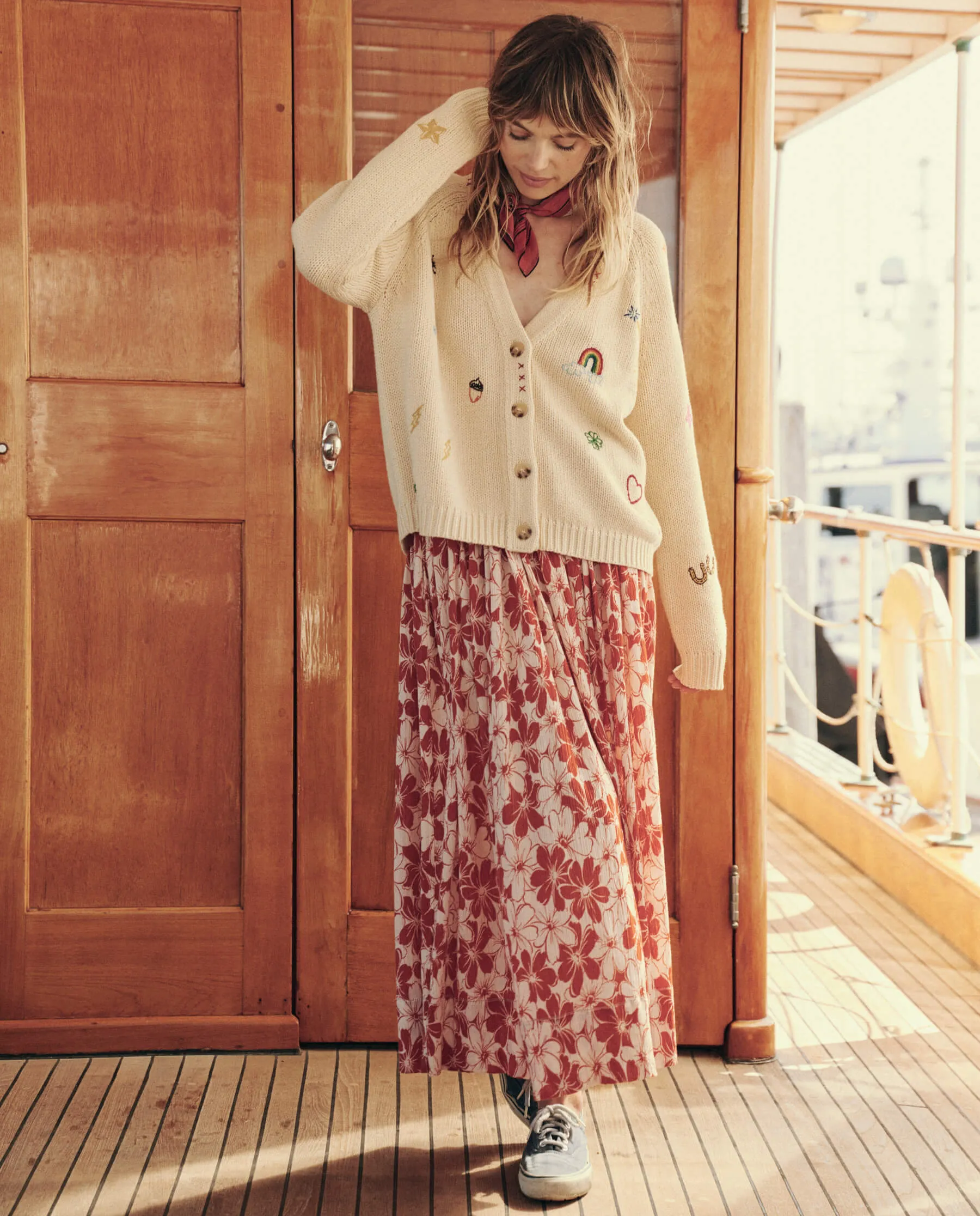 The Charm Cardigan. -- Cream sold by THE GREAT. product image thumbnail 4