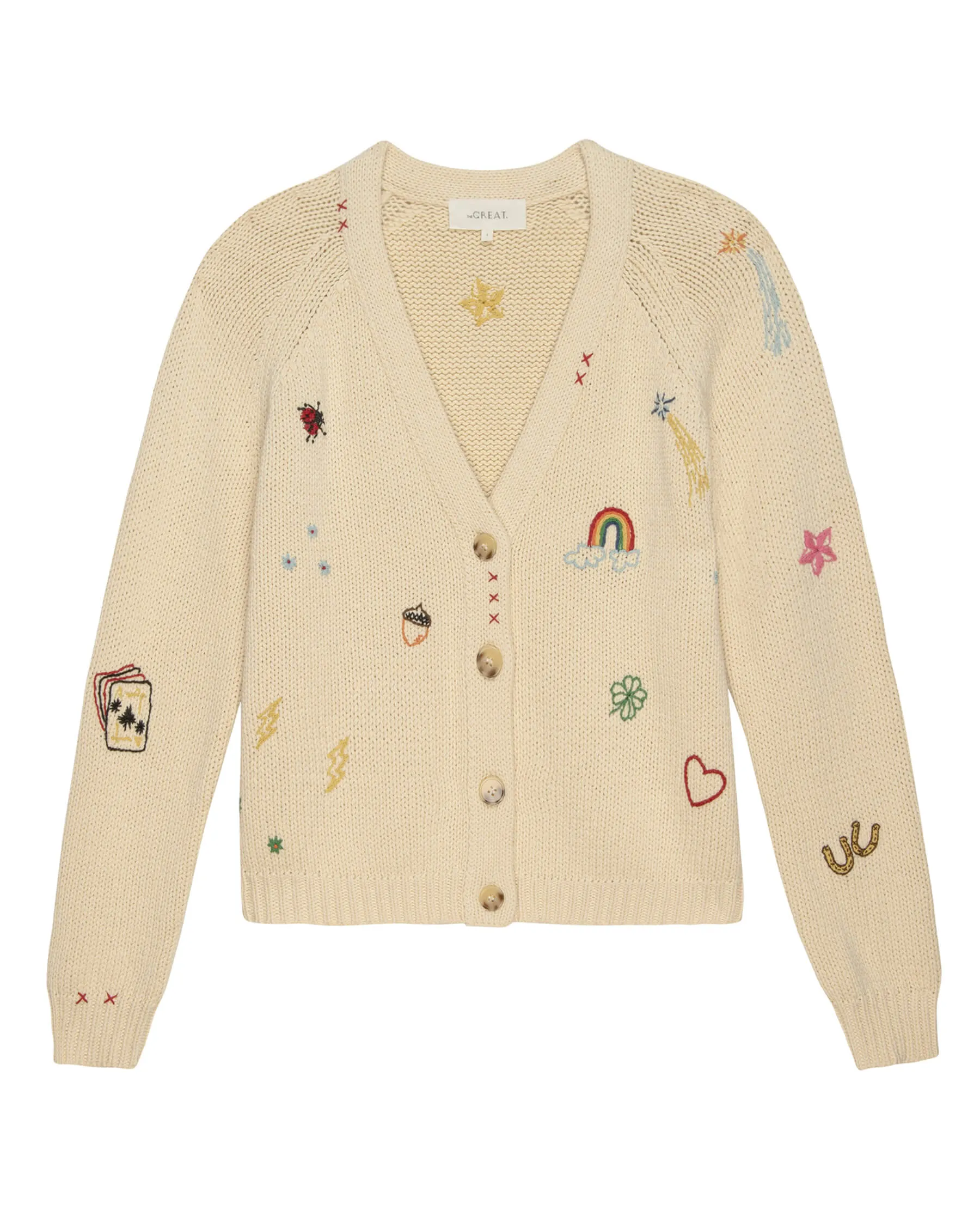 The Charm Cardigan. -- Cream sold by THE GREAT. product image thumbnail 5