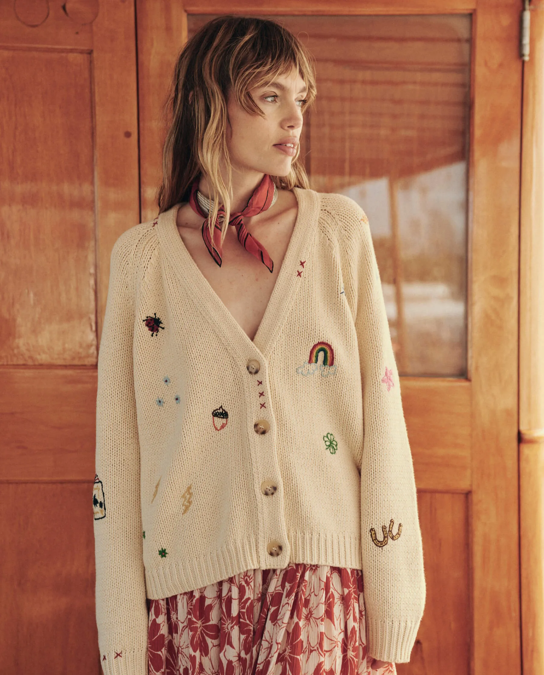 The Charm Cardigan. -- Cream sold by THE GREAT.