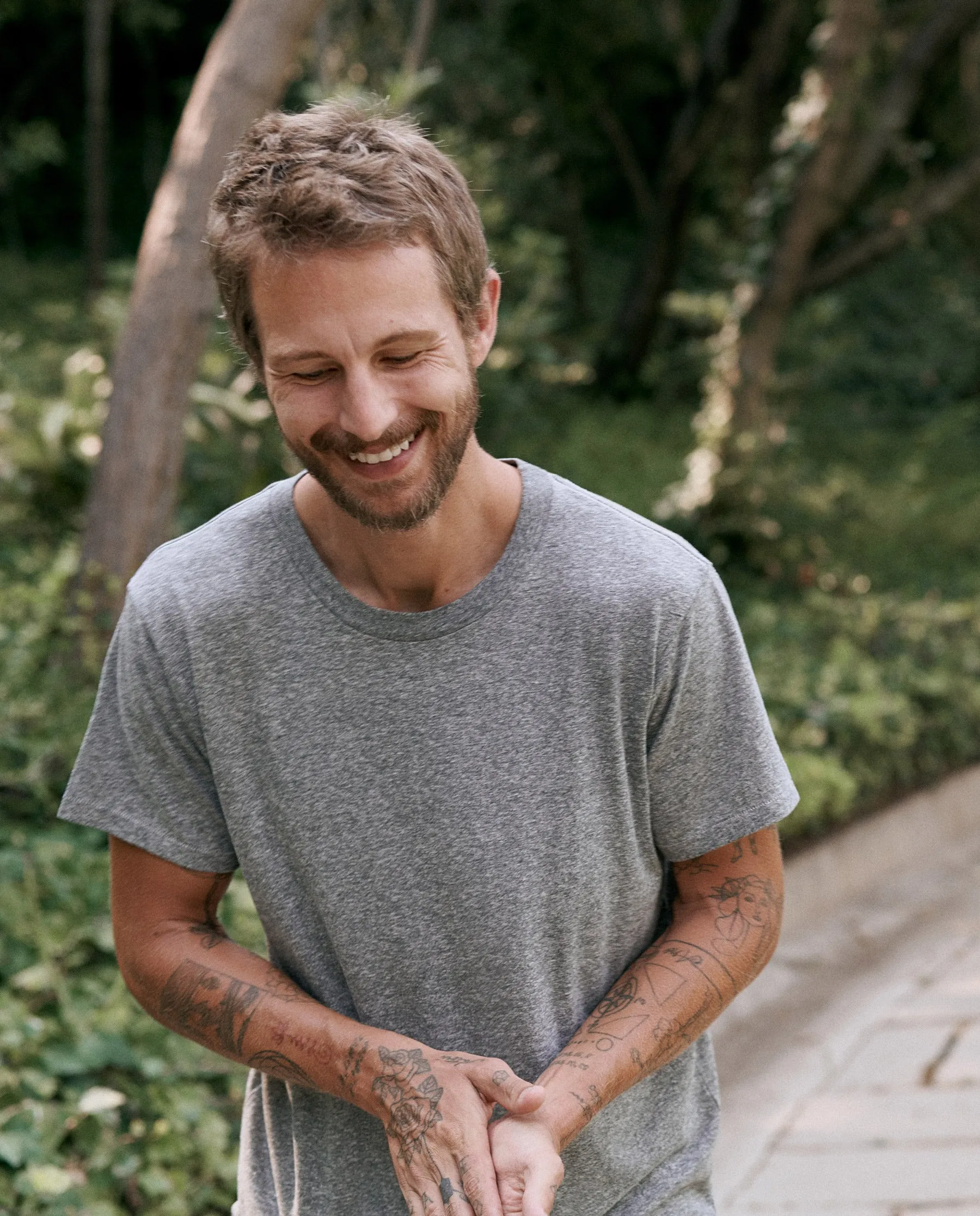 The Men's Slim Tee. -- HEATHER GREY sold by THE GREAT. product image thumbnail 2