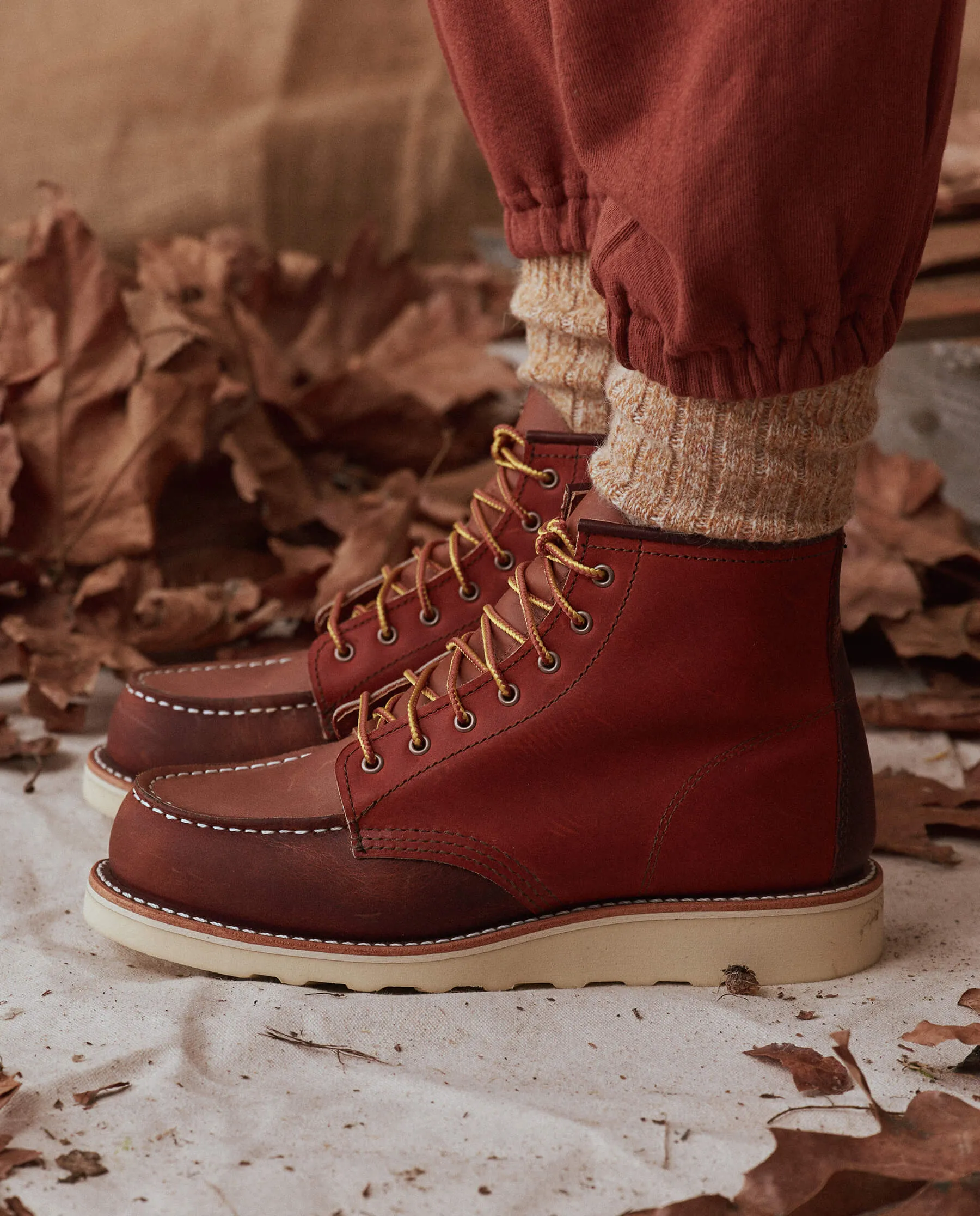 The Red Wing Heritage Boot. -- Heritage Brown Colorblock sold by THE GREAT.