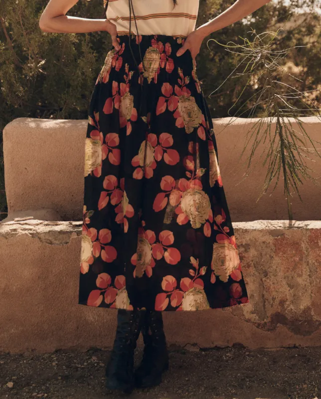 The Canary Skirt. -- Cabbage Rose Print sold by THE GREAT.