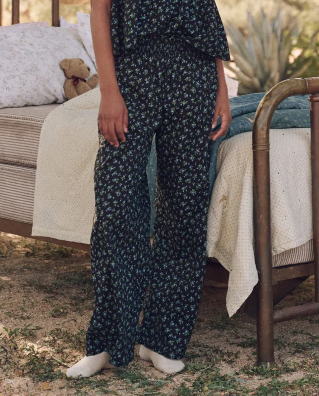 The Smocked Sleep Pant. -- Nightshade Floral sold by THE GREAT.