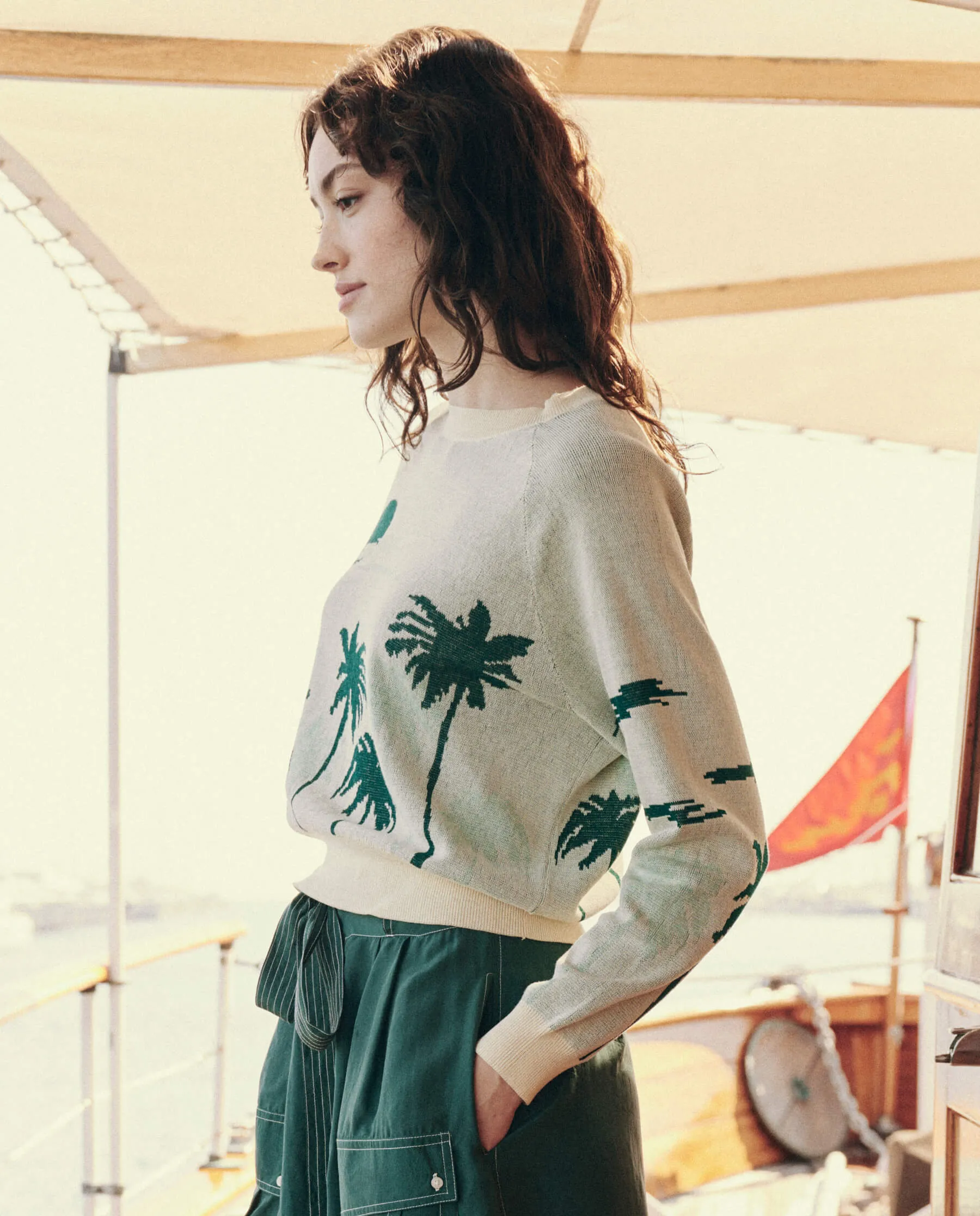 The Palm Pullover. -- Sea Green sold by THE GREAT. product image thumbnail 4